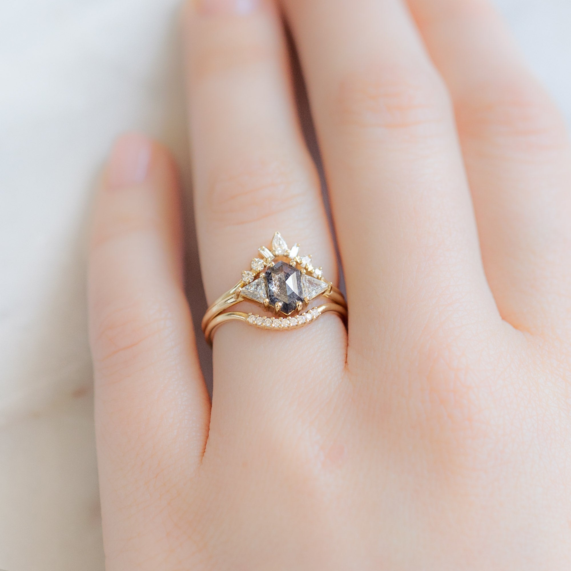 Alexis Russell Wedding Bands White Diamond Pavé Arc Stacking Band | Yellow, Rose or White Gold