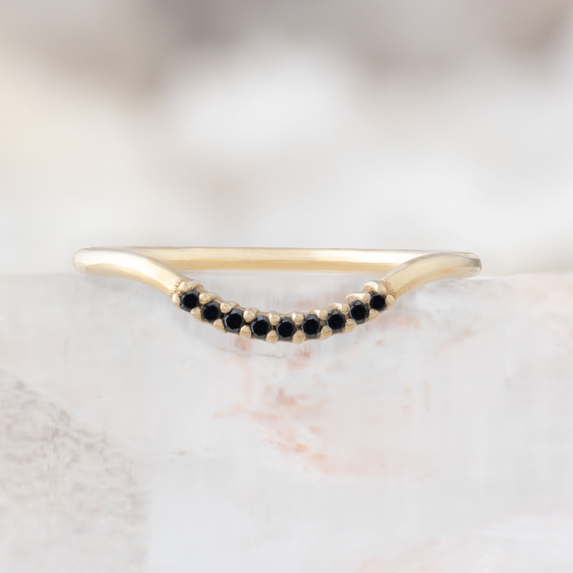 Alexis Russell Wedding Bands Black Diamond Pavé Arc Stacking Band | Yellow, Rose or White Gold