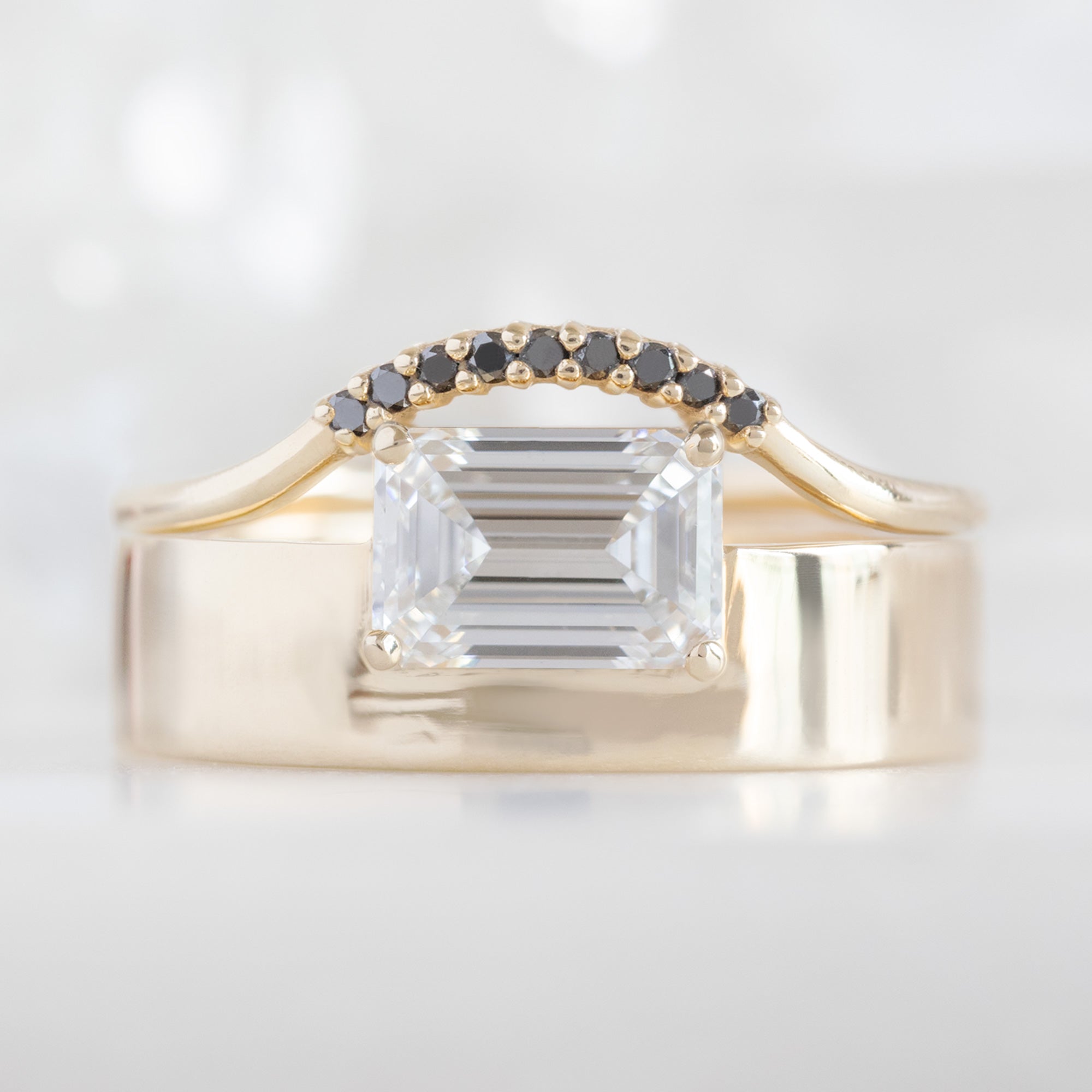 Alexis Russell Wedding Bands Black Diamond Pavé Arc Stacking Band | Yellow, Rose or White Gold