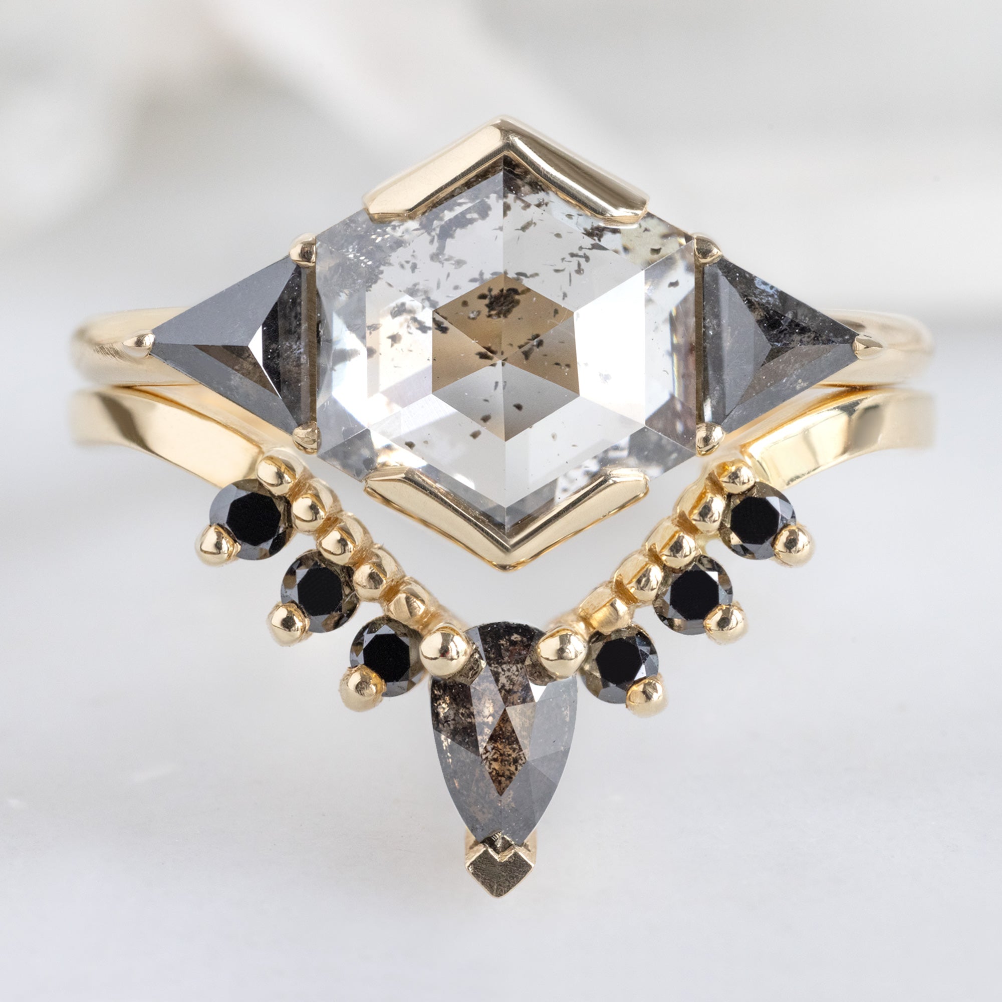 Alexis Russell Wedding Bands Black Diamond Sunburst Stacking Band | Yellow, Rose or White Gold