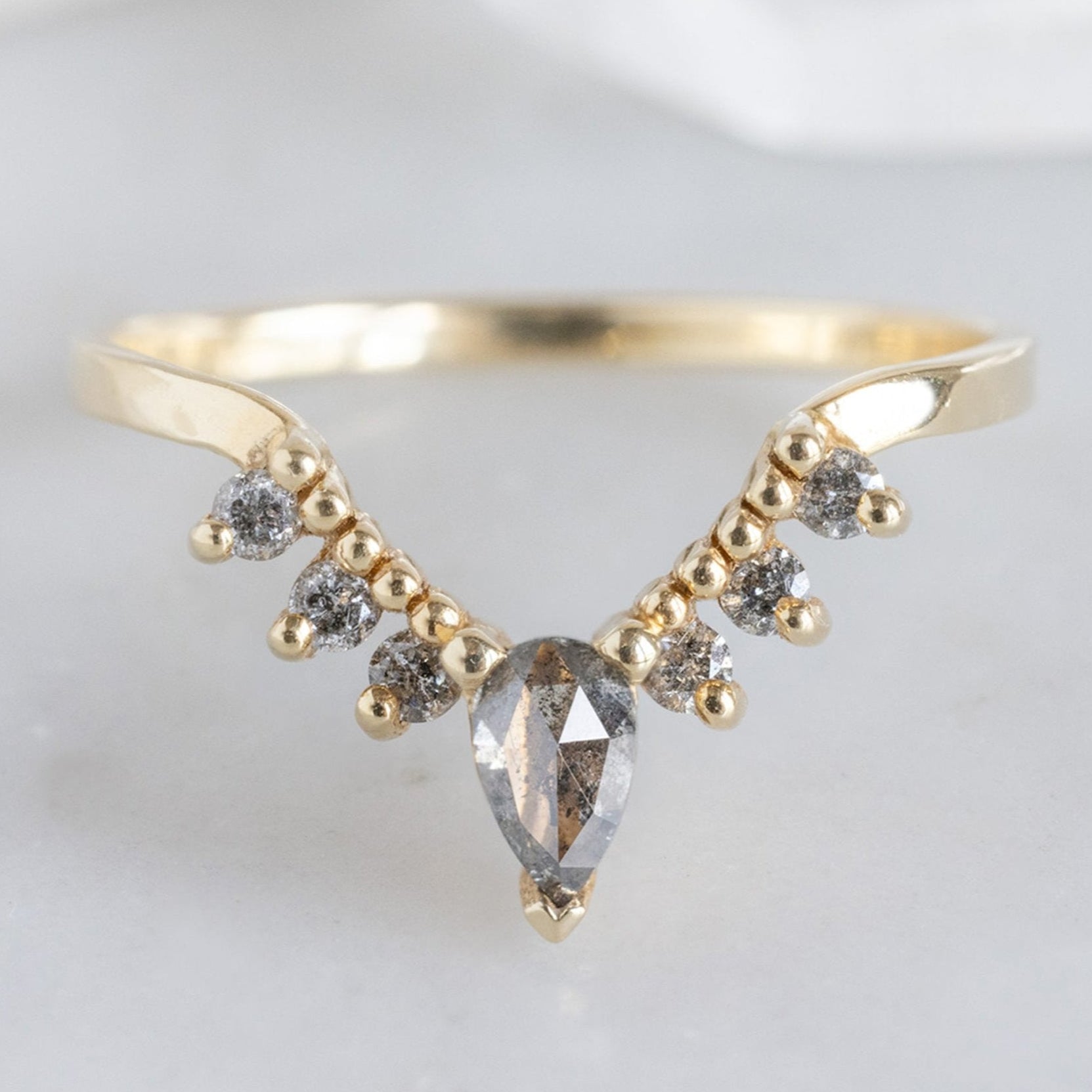 Alexis Russell Wedding Bands Salt and Pepper Diamond Sunburst Stacking Band | Yellow, Rose or White Gold