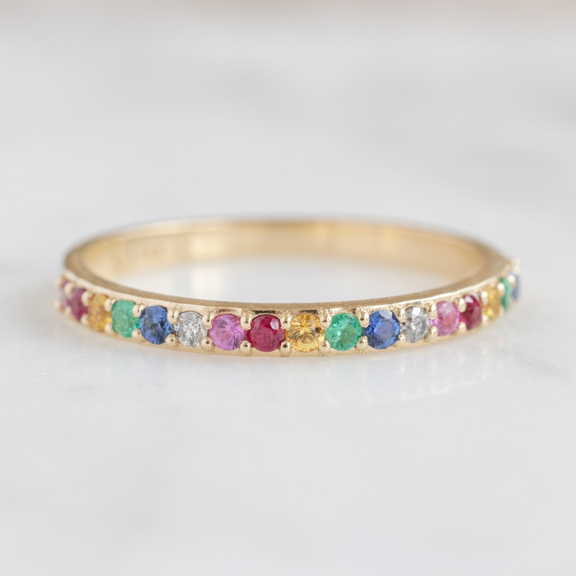 Alexis Russell Wedding Bands Rainbow Sapphire Pavé Eternity Band | Yellow, Rose or White Gold