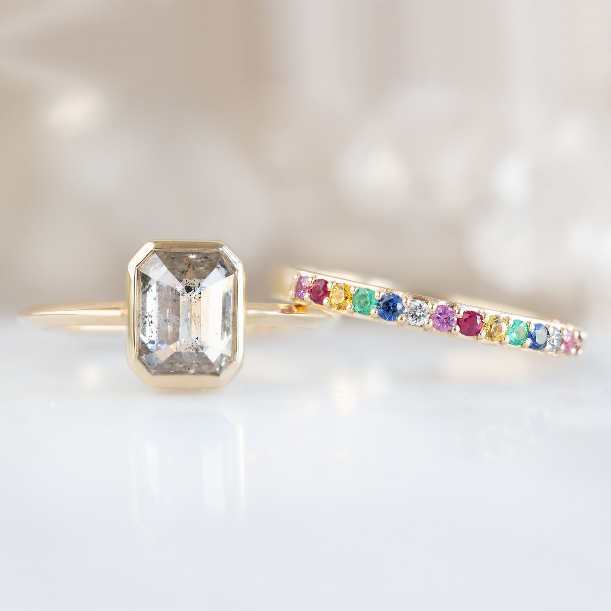 Alexis Russell Wedding Bands Rainbow Sapphire Pavé Eternity Band | Yellow, Rose or White Gold