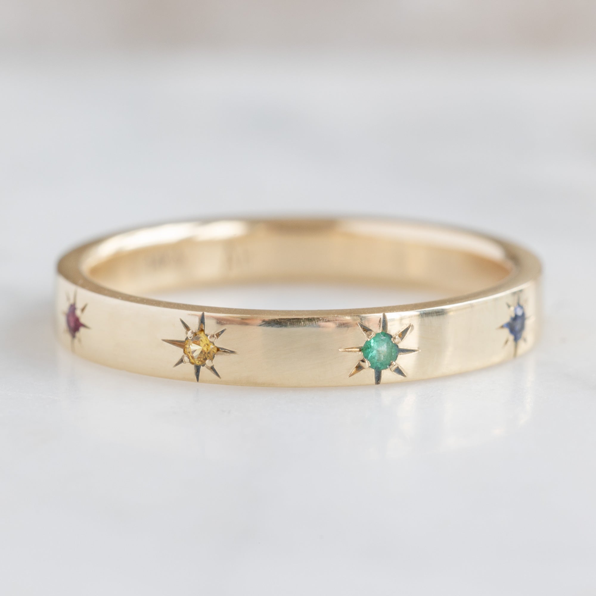 Alexis Russell Wedding Bands Star-Set Rainbow Sapphire Band | Yellow, Rose or White Gold
