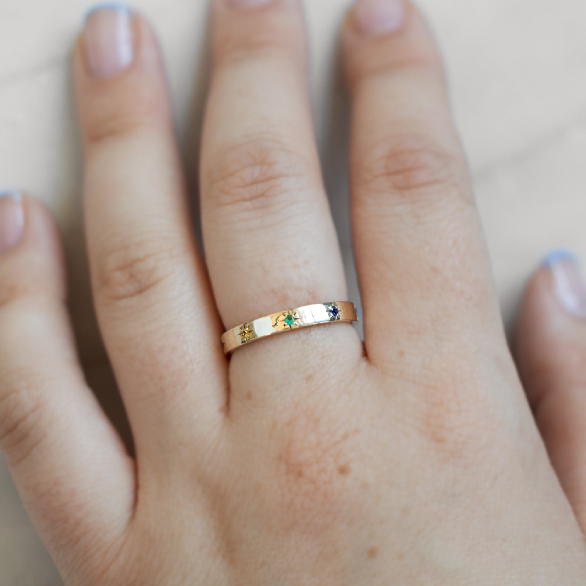 Alexis Russell Wedding Bands Star-Set Rainbow Sapphire Band | Yellow, Rose or White Gold