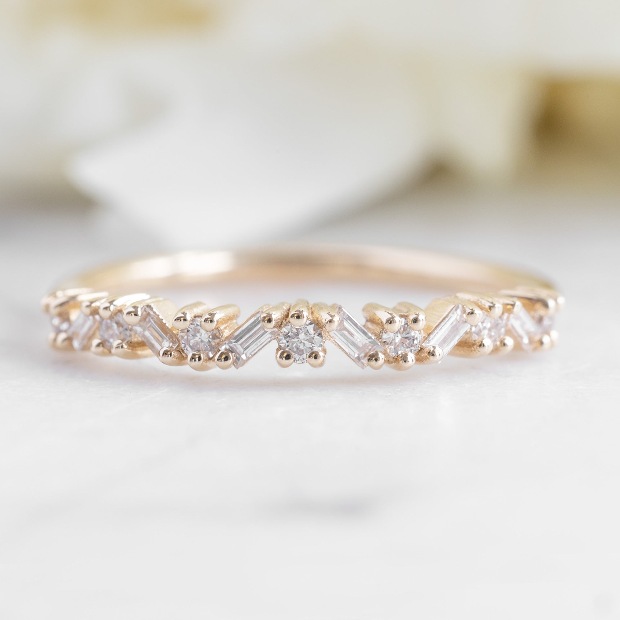 Alexis Russell Wedding Bands The Baguette Confetti Wedding Band | Yellow, Rose or White Gold