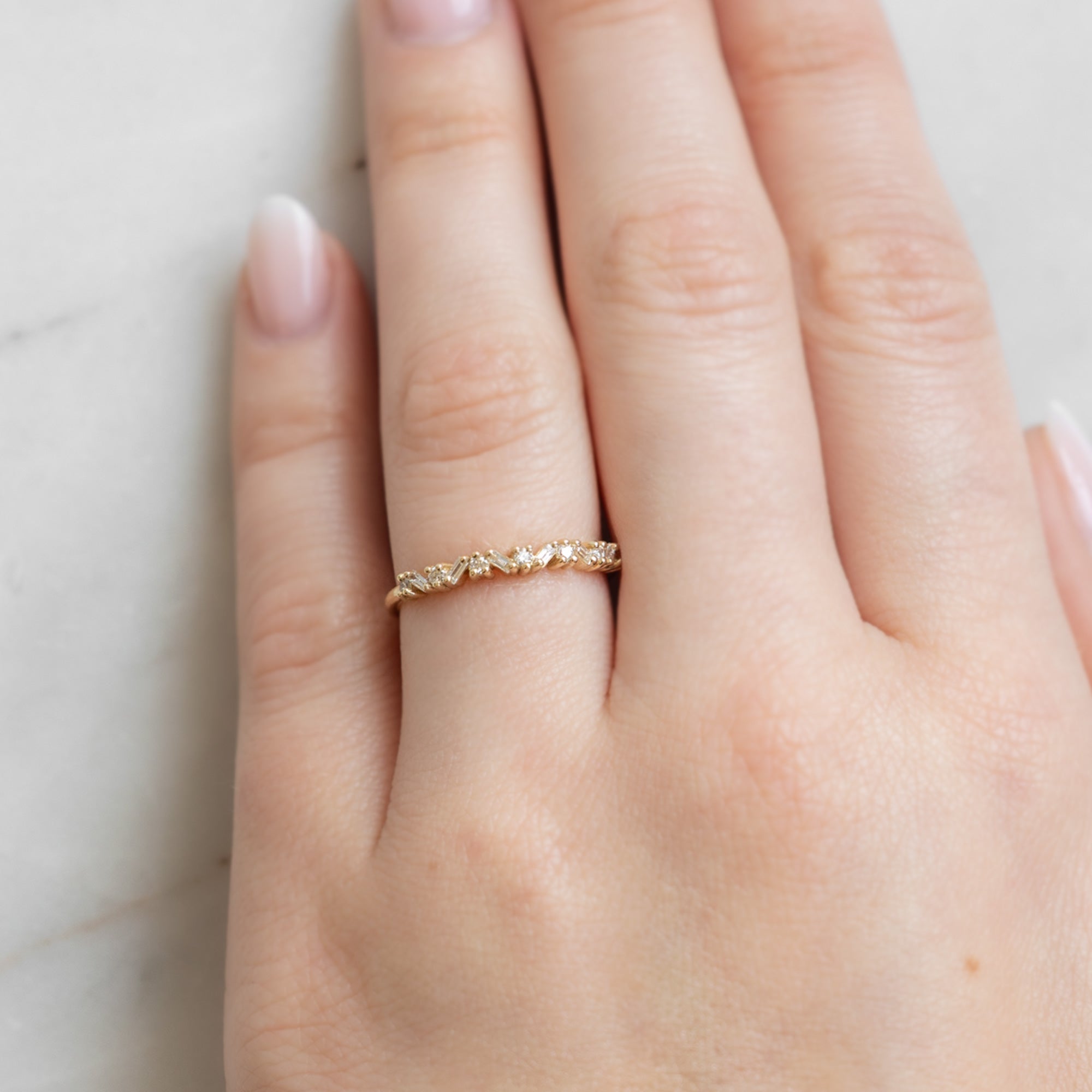 Alexis Russell Wedding Bands The Baguette Confetti Wedding Band | Yellow, Rose or White Gold