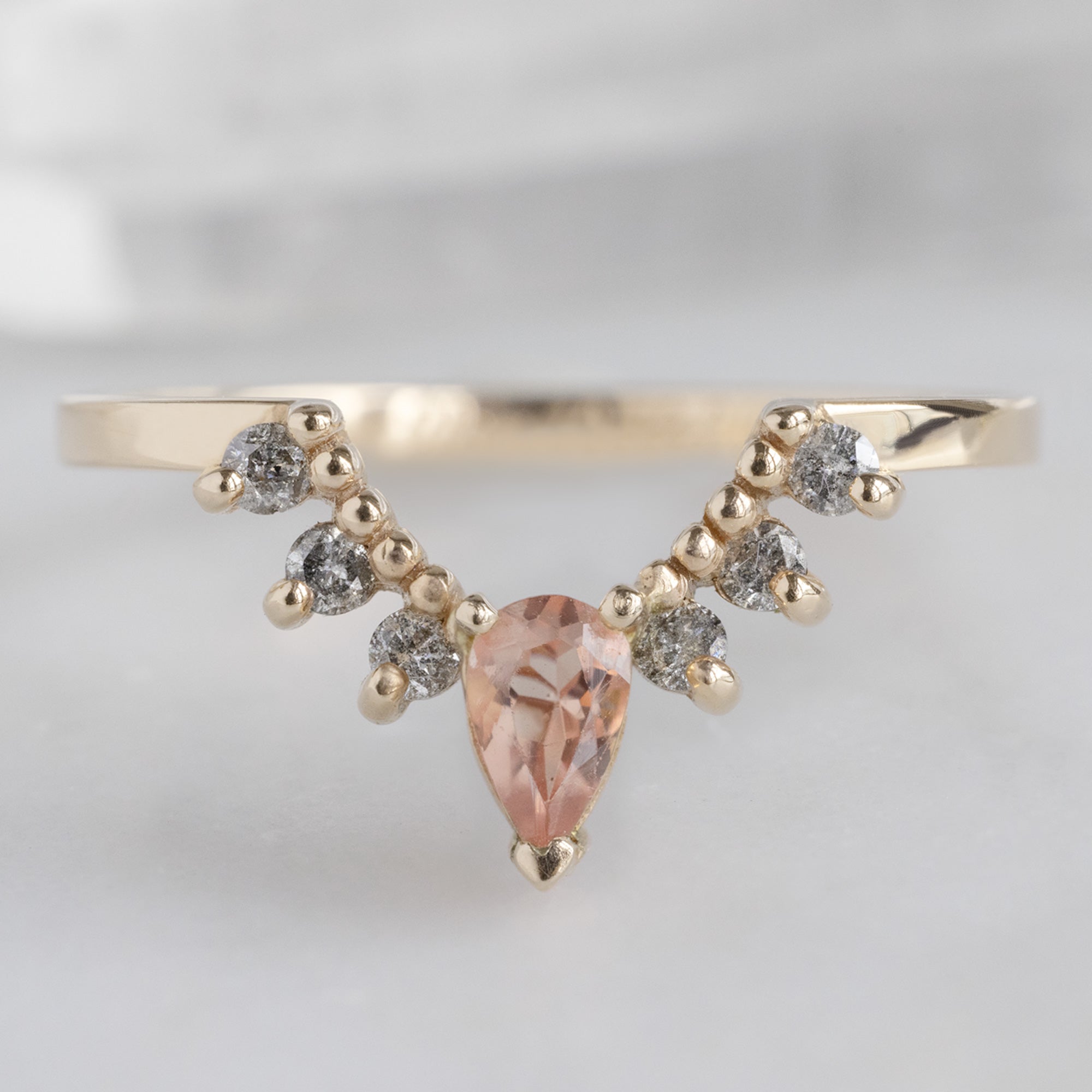 Alexis Russell  Wedding Bands Sunstone + Salt and Pepper Diamond Sunburst Stacking Band | Yellow, Rose or White Gold