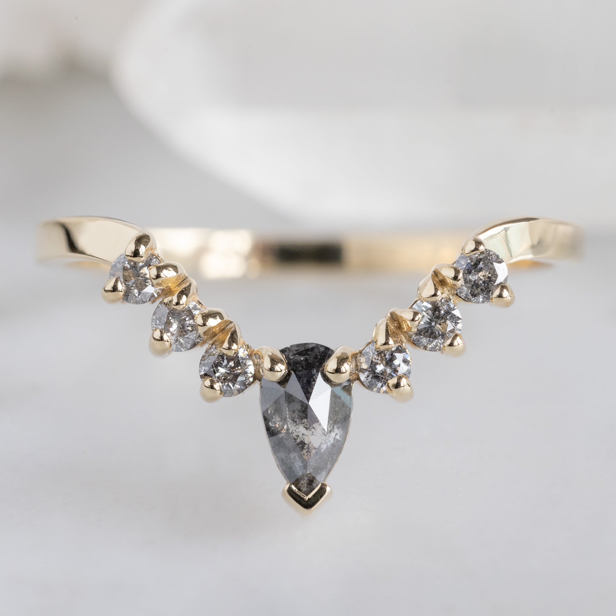 Alexis Russell  Wedding Bands Black + Salt and Pepper Diamond Sunburst Stacking Band | Yellow, Rose or White Gold