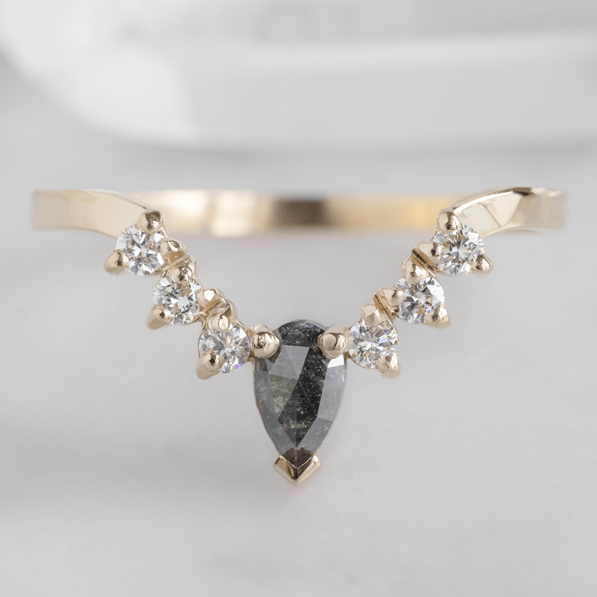 Alexis Russell  Wedding Bands Black + White Diamond Sunburst Stacking Band | Yellow, Rose or White Gold