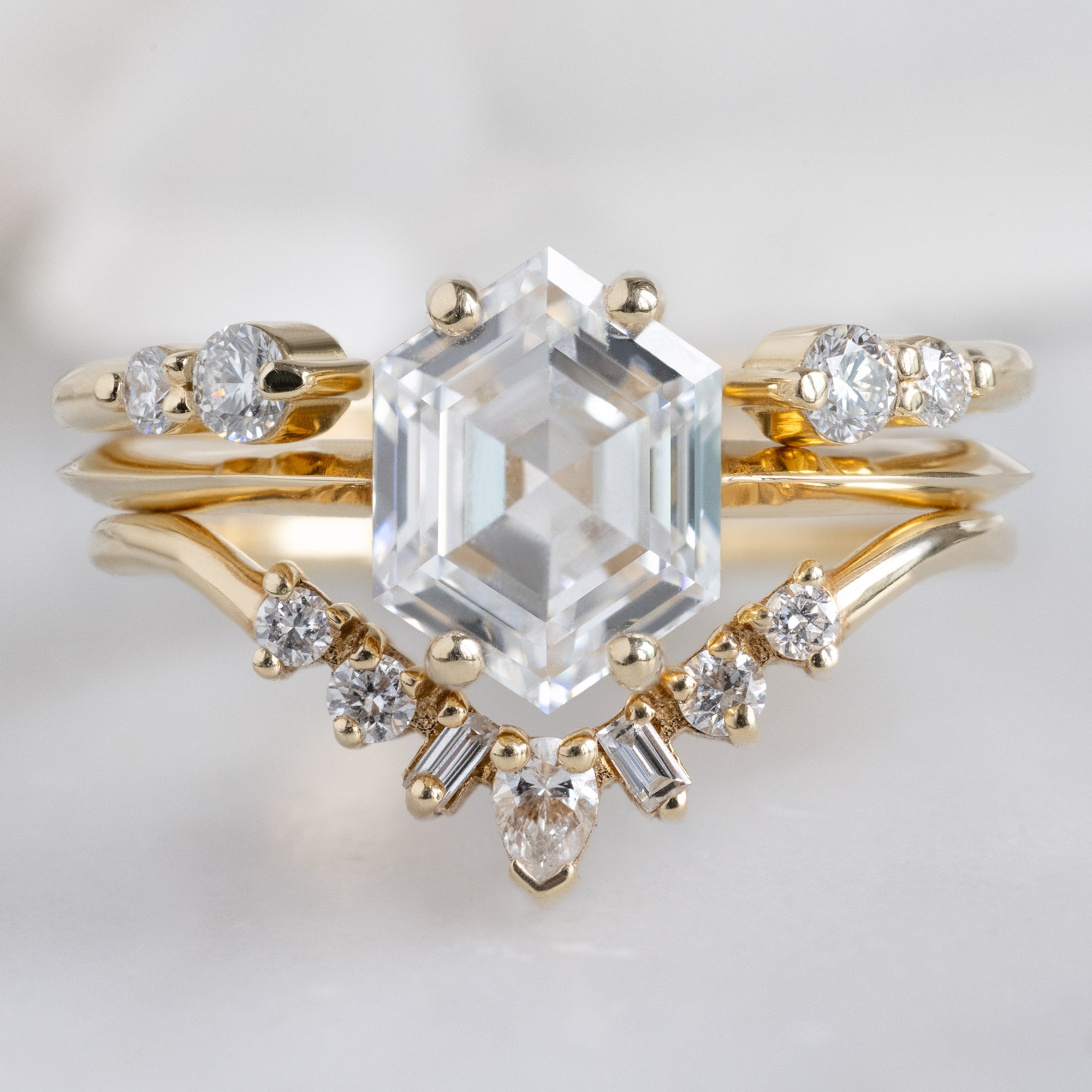 Alexis Russell  Wedding Bands The Luxe Open Cuff Round White Diamond Stacking Band | Yellow, Rose or White Gold