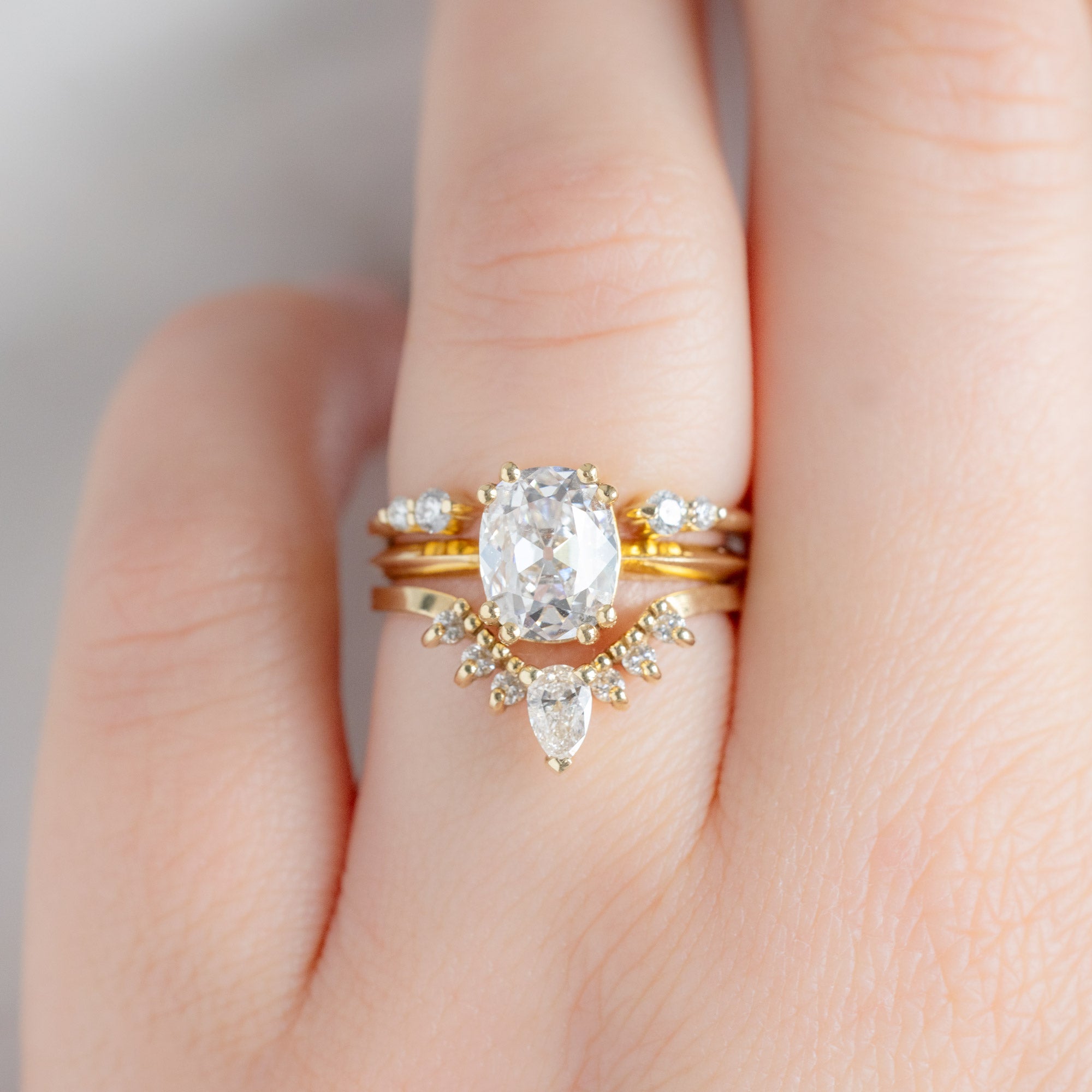 Alexis Russell  Wedding Bands The Luxe Open Cuff Round White Diamond Stacking Band | Yellow, Rose or White Gold