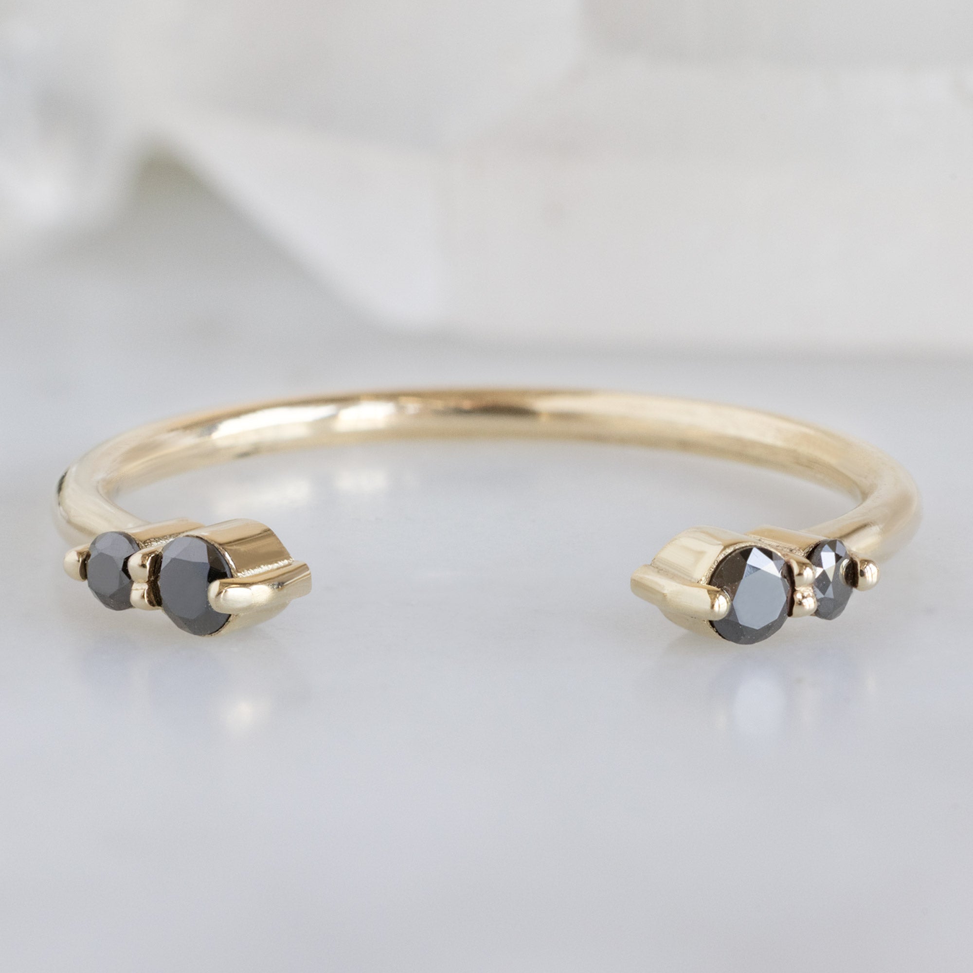 Alexis Russell  Wedding Bands The Luxe Open Cuff Round Black Diamond Stacking Band | Yellow, Rose or White Gold