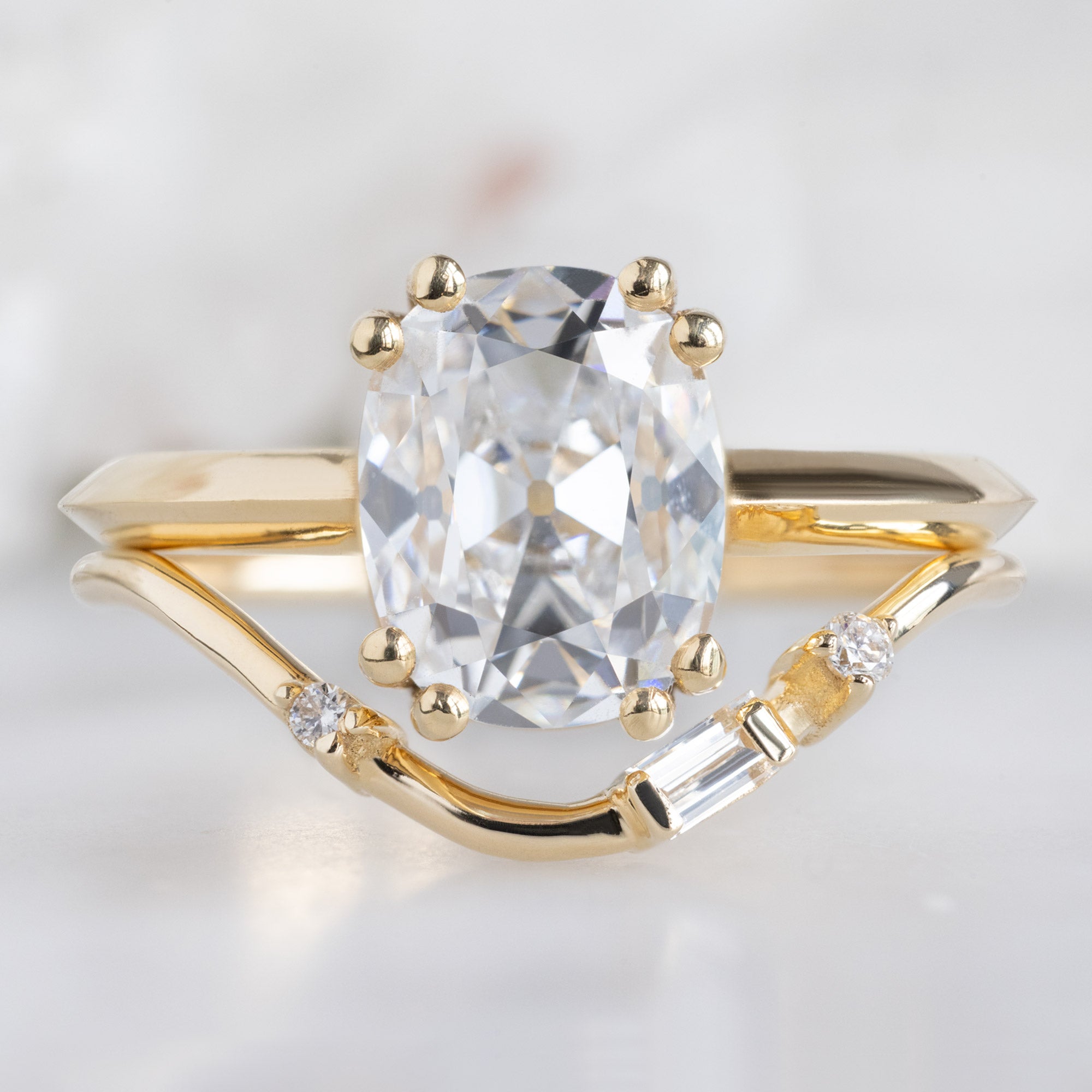 Alexis Russell  Wedding Bands Asymmetrical Baguette Diamond Arc Stacking Band | Yellow, Rose or White Gold