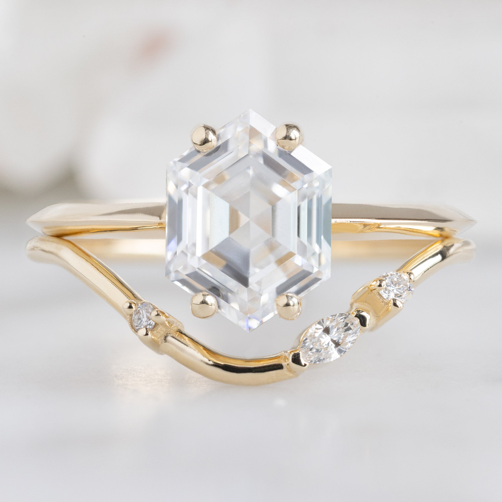 Alexis Russell  Wedding Bands Asymmetrical Marquise Diamond Arc Stacking Band | Yellow, Rose or White Gold