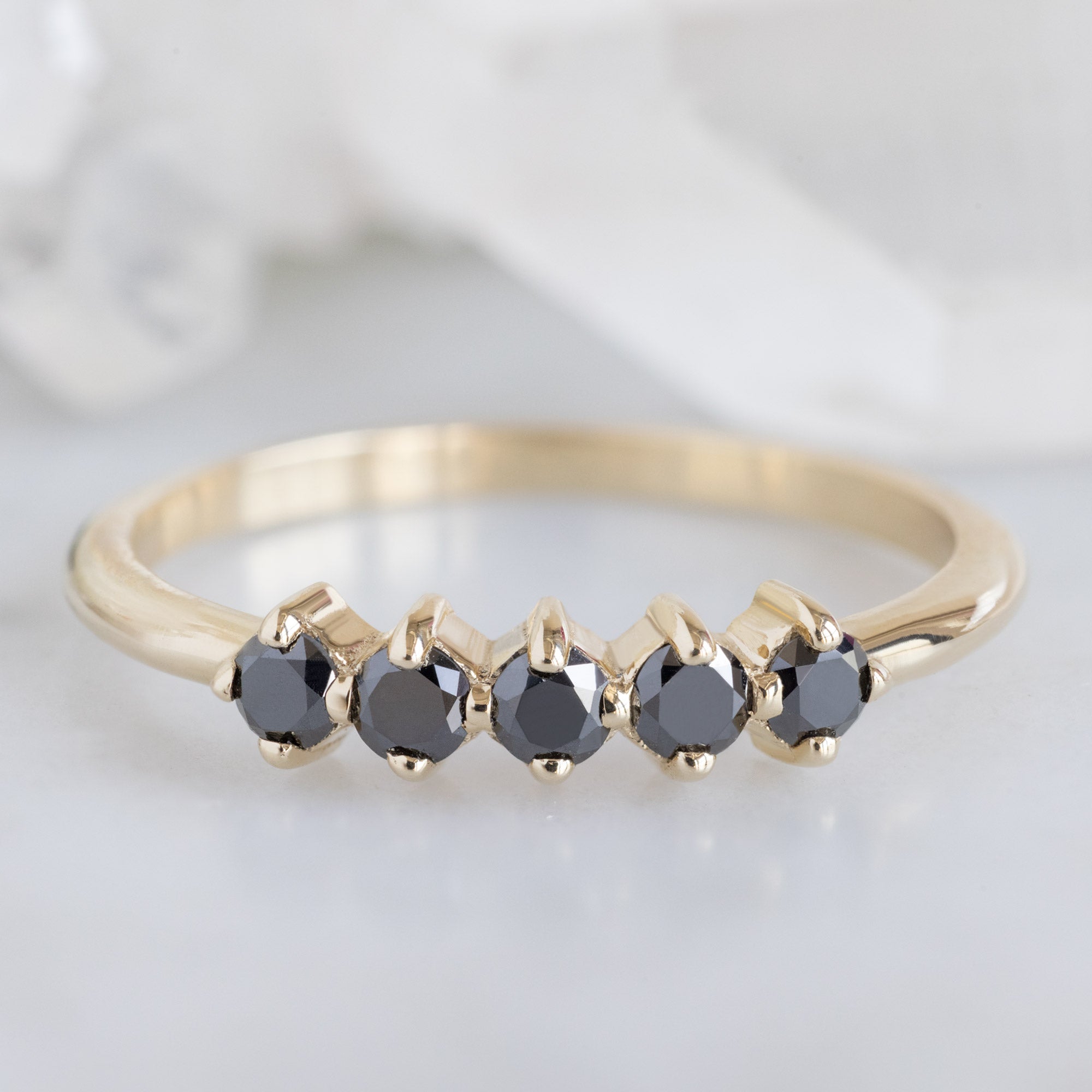 Alexis Russell  Wedding Bands The Sequent Black Diamond Wedding Band | Yellow, Rose or White Gold
