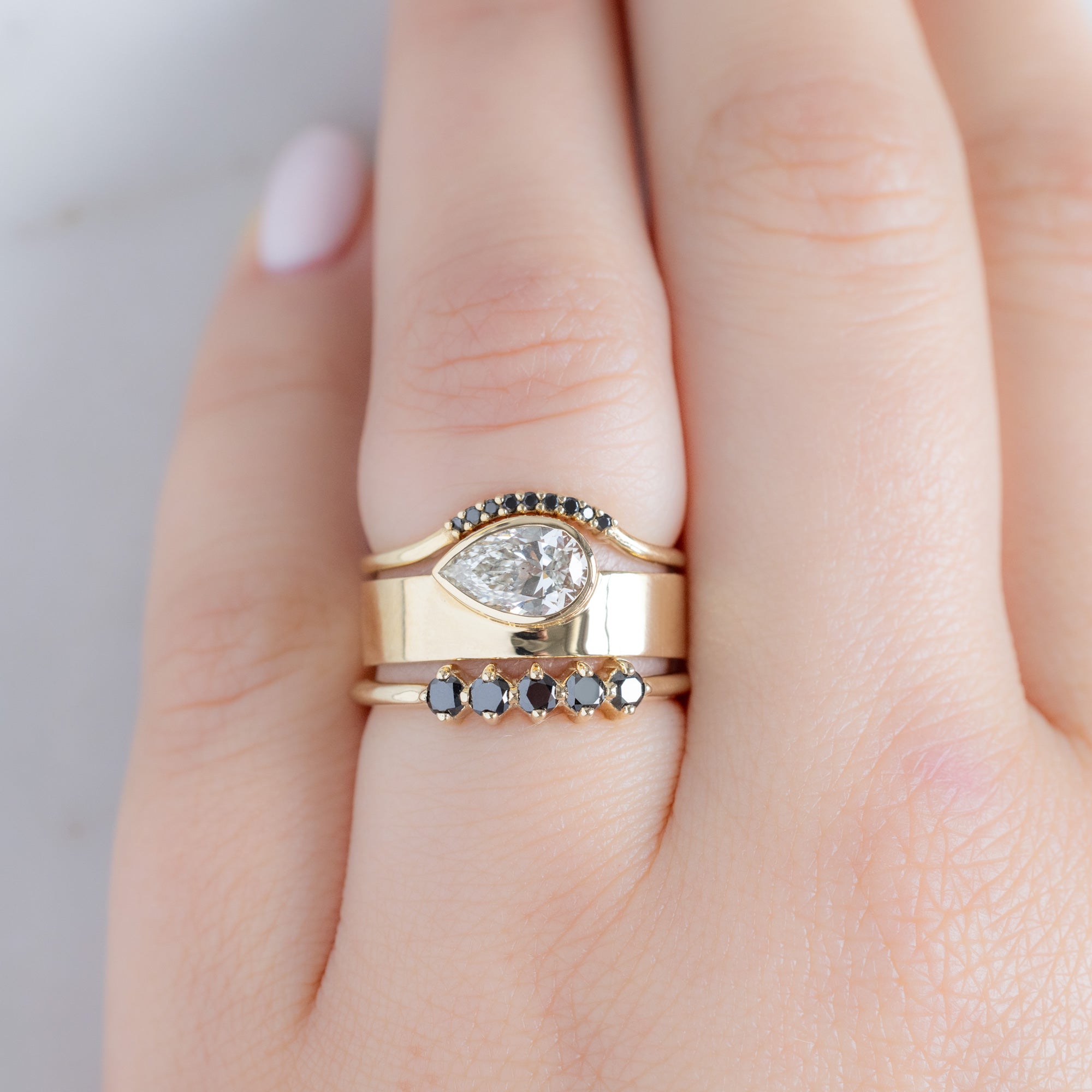 Alexis Russell  Wedding Bands The Sequent Black Diamond Wedding Band | Yellow, Rose or White Gold