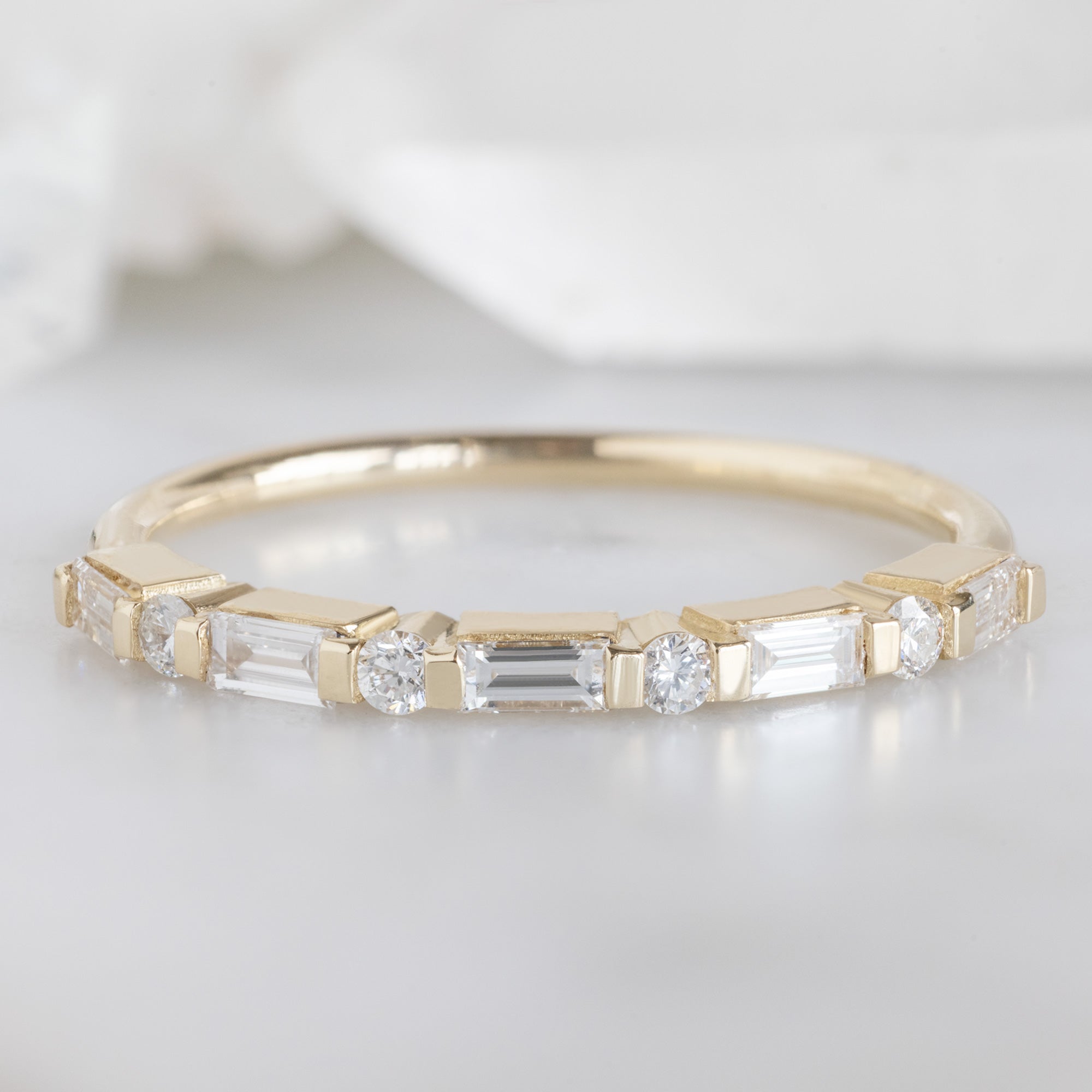 Alexis Russell  Wedding Bands The Luxe Baguette White Diamond Eternity Band | Yellow, Rose or White Gold