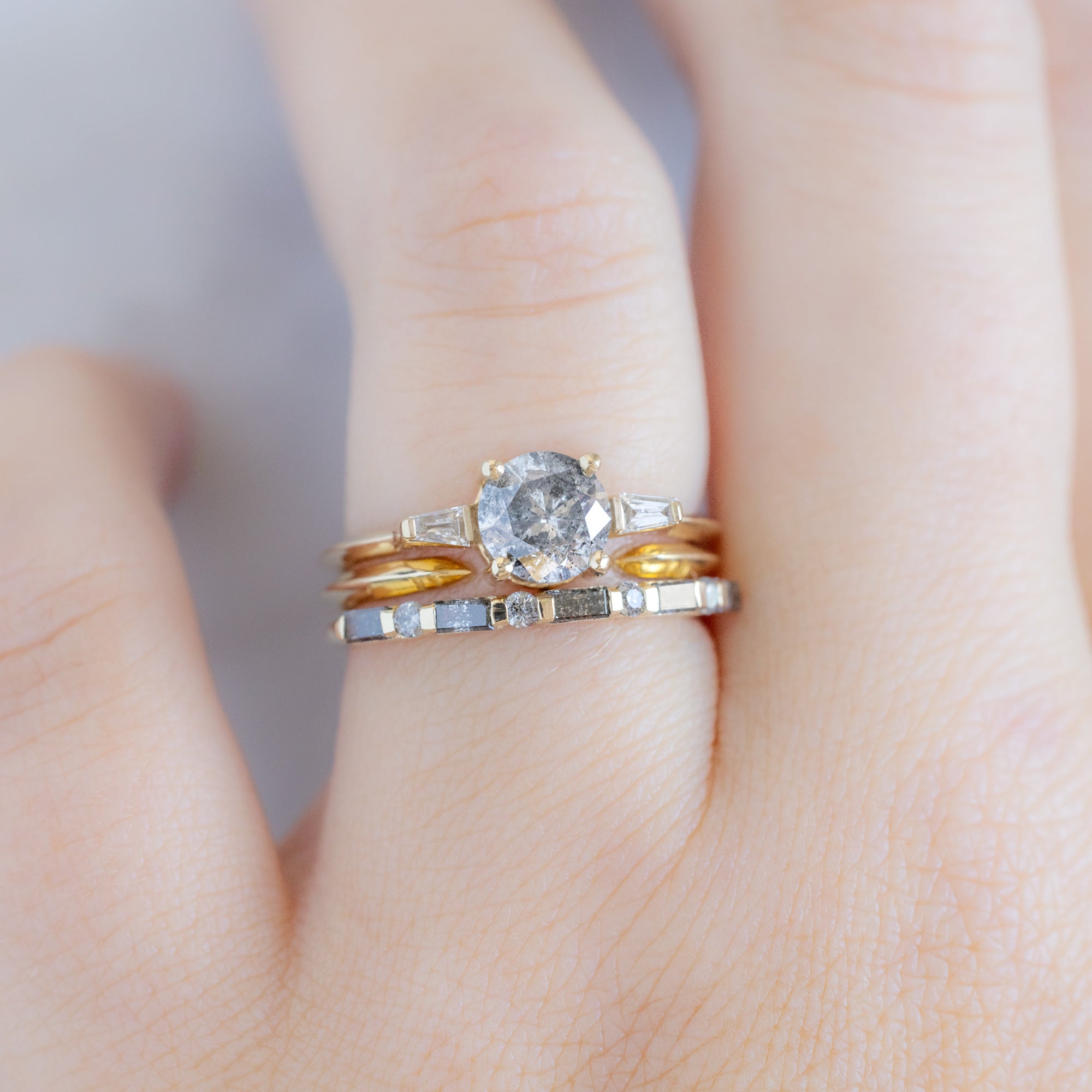 Alexis Russell  Wedding Bands The Luxe Baguette Salt and Pepper Diamond Eternity Band | Yellow, Rose or White Gold