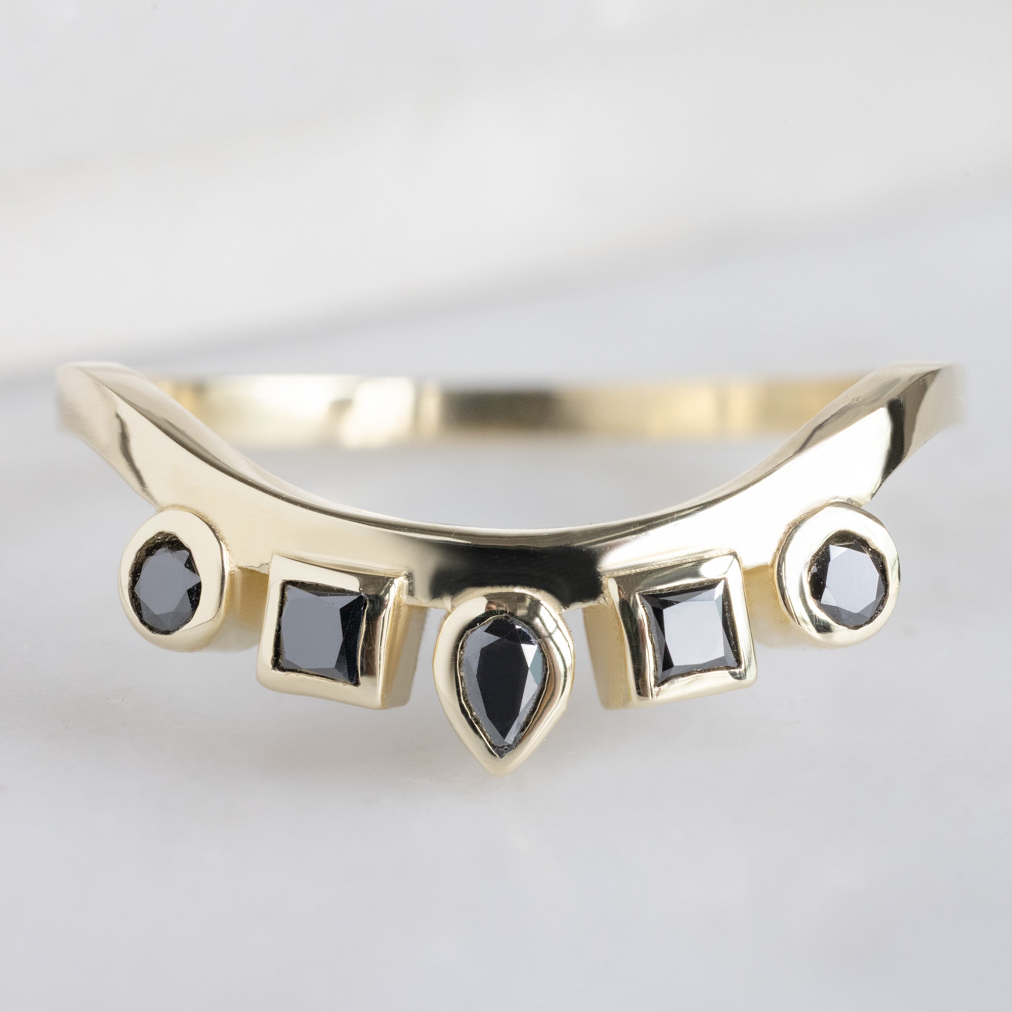 Alexis Russell Wedding Bands Black Diamond Squad Contour Stacking Band | Yellow, Rose, White Gold