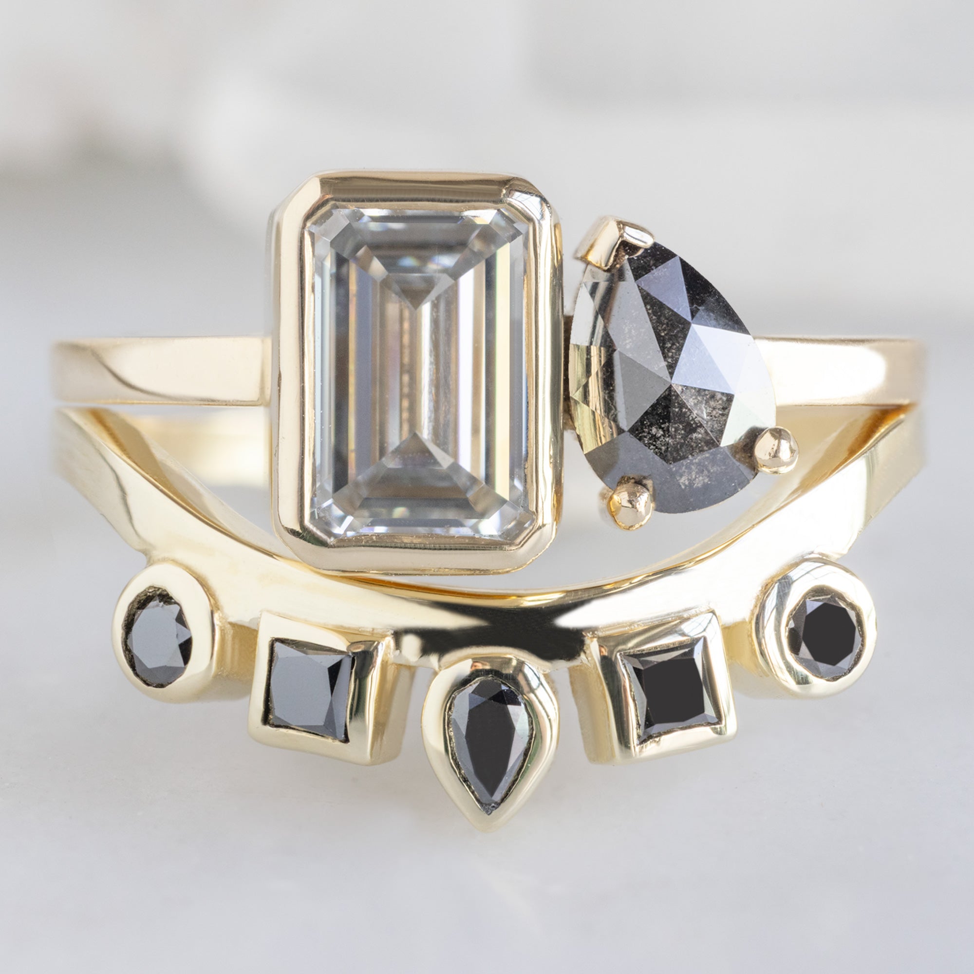 Alexis Russell Wedding Bands Black Diamond Squad Contour Stacking Band | Yellow, Rose, White Gold