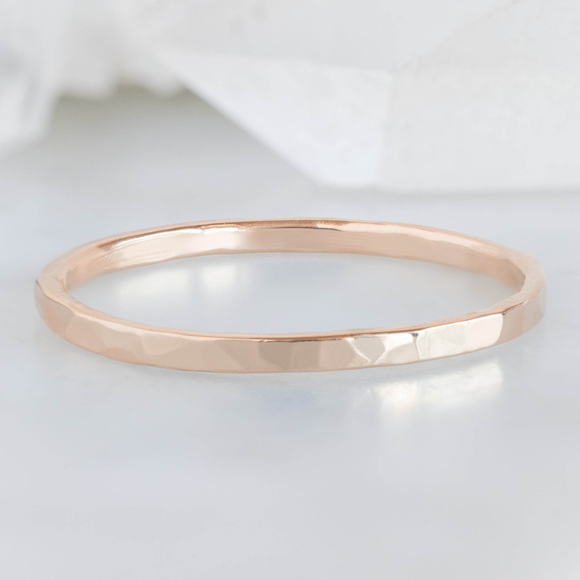 Alexis Russell Wedding Bands The Hammered Gold Stacking Band | Rose Gold