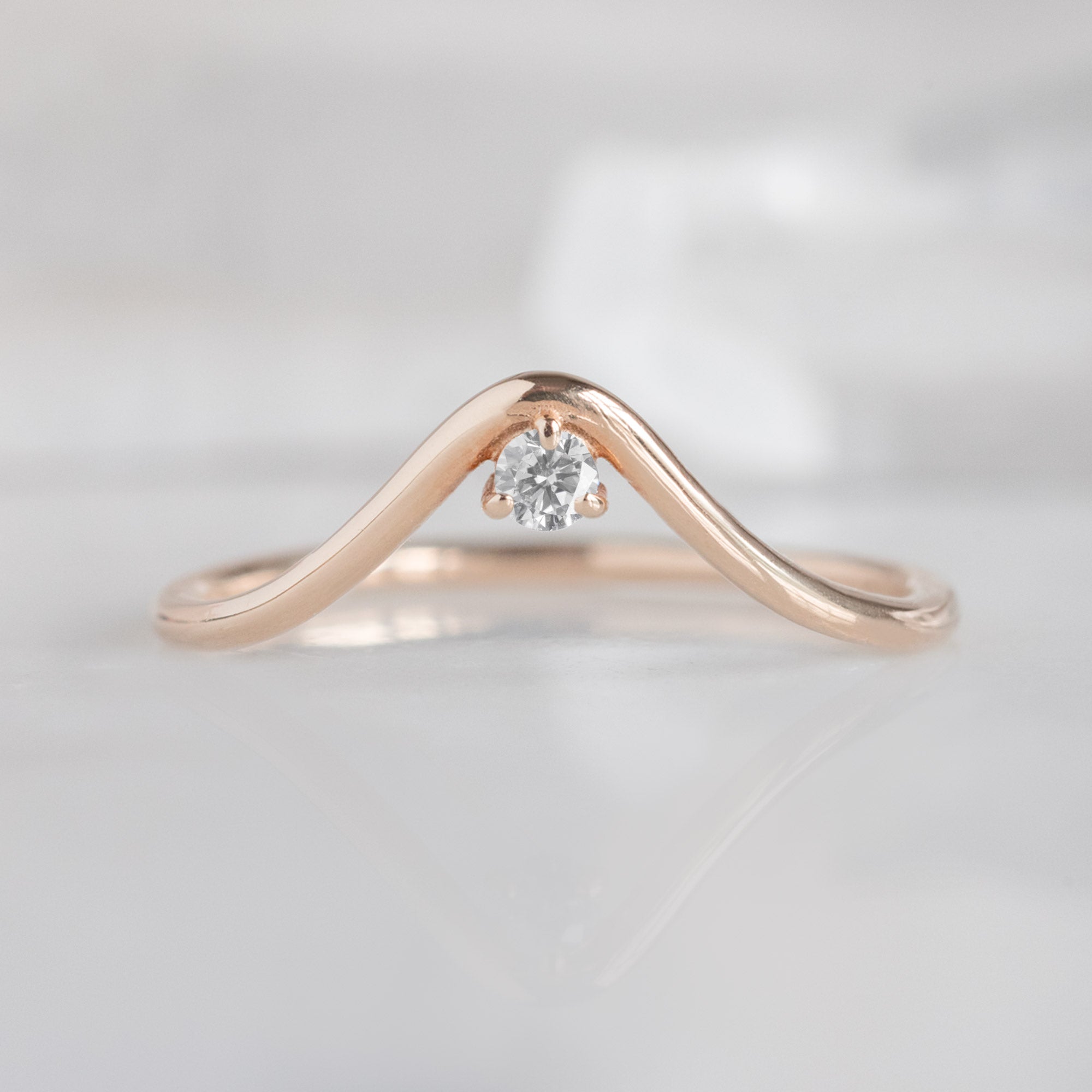 Alexis Russell Wedding Bands White Diamond Peak Stacking Band | Rose Gold