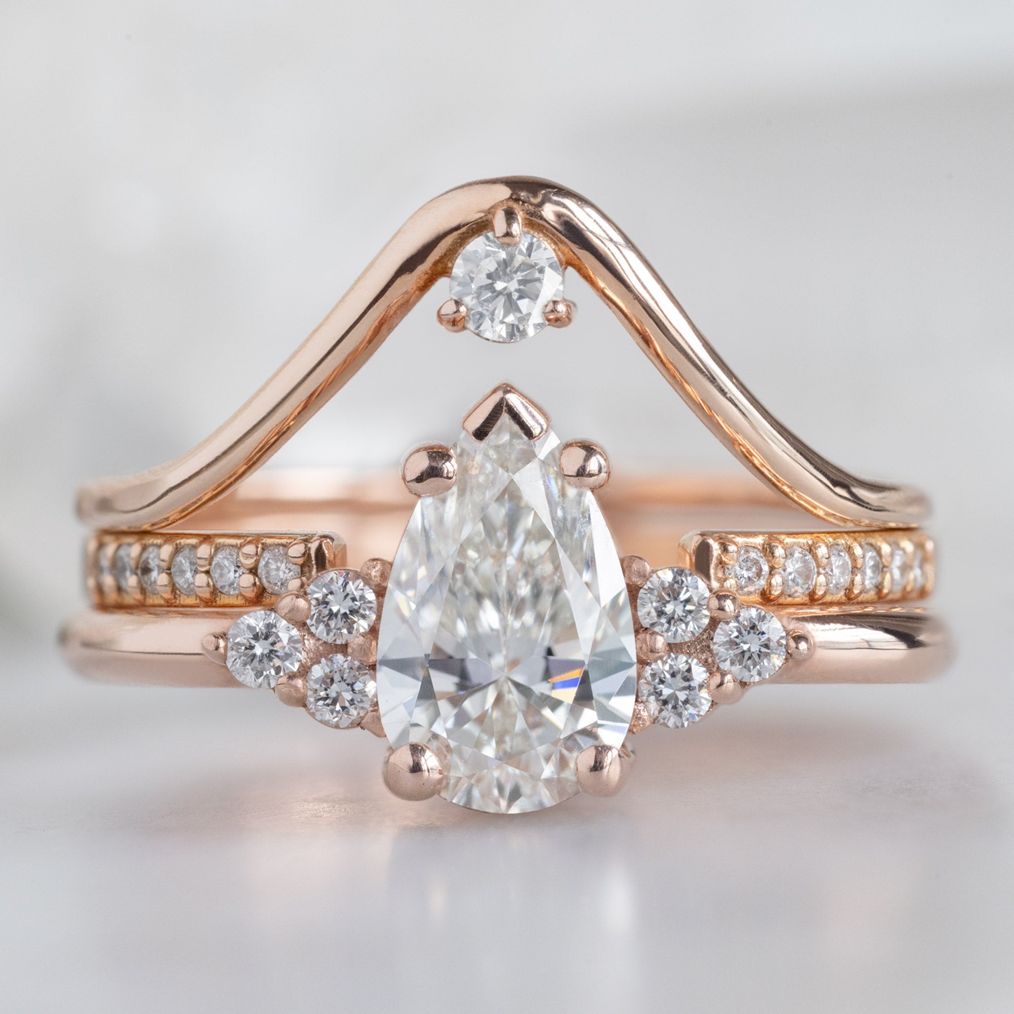 Alexis Russell Wedding Bands White Diamond Peak Stacking Band | Yellow, Rose or White Gold