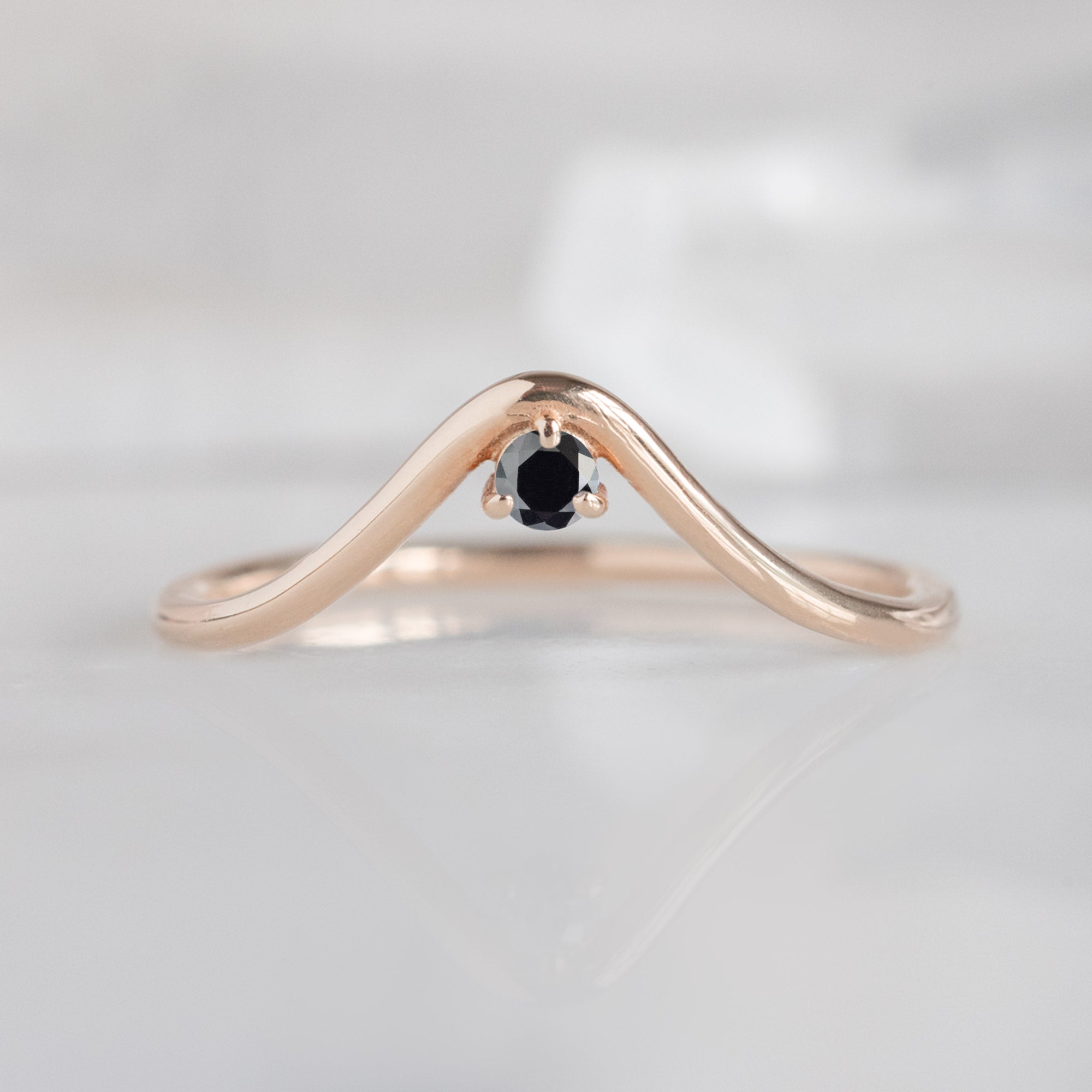 Alexis Russell Wedding Bands Black Diamond Peak Stacking Band | Yellow, Rose or White Gold