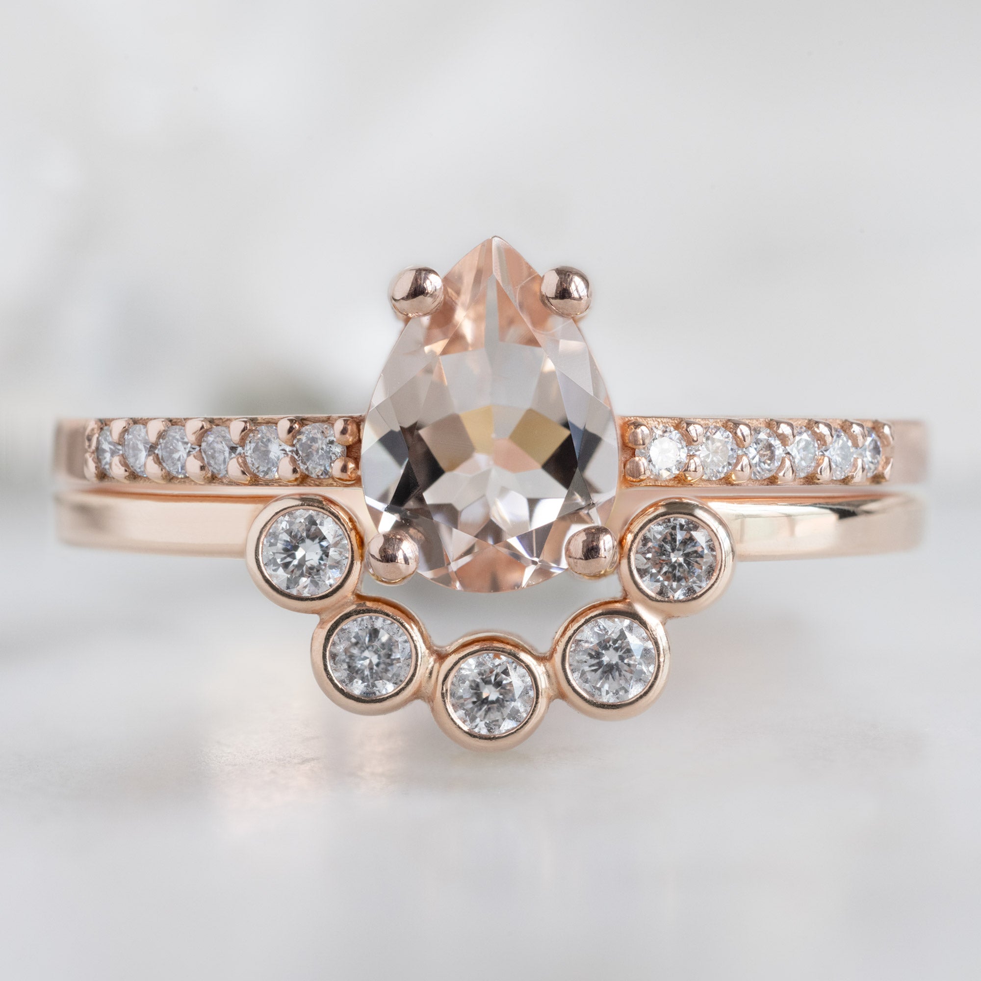 Alexis Russell Wedding Bands White Diamond Bezel Arc Stacking Band | Yellow, Rose or White Gold