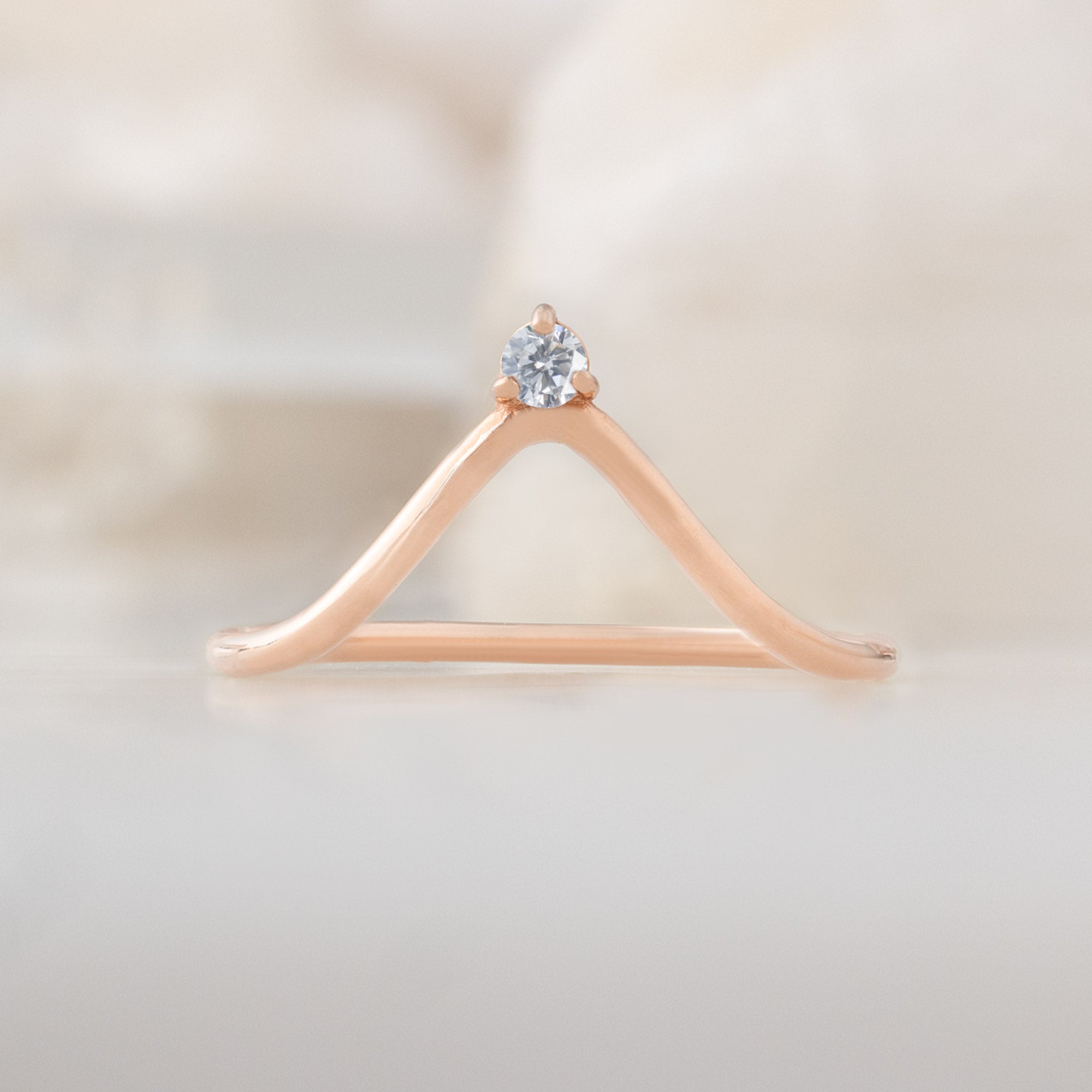 Alexis Russell Wedding Bands White Diamond Crown Stacking Band | Rose Gold
