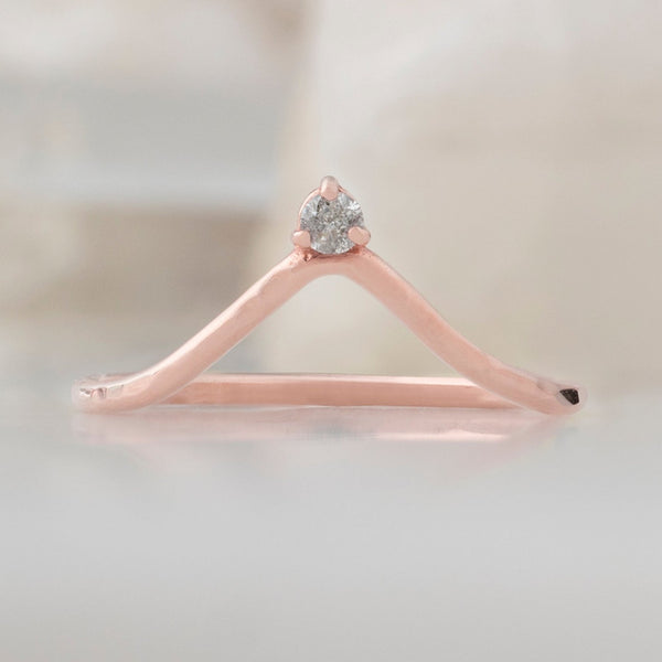 Alexis Russell Wedding Bands Salt and Pepper Diamond Crown Stacking Band | Yellow, Rose or White Gold