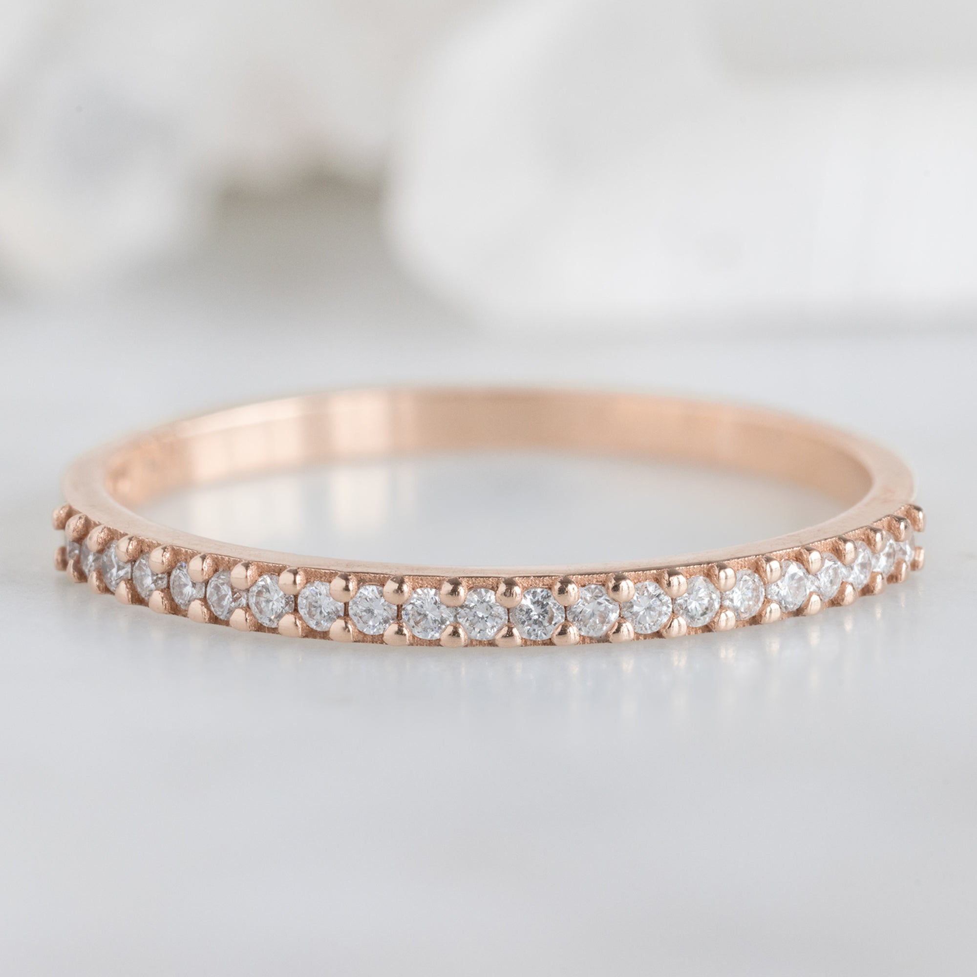 Alexis Russell Wedding Bands The White Diamond Pavé Wedding Band | Rose Gold