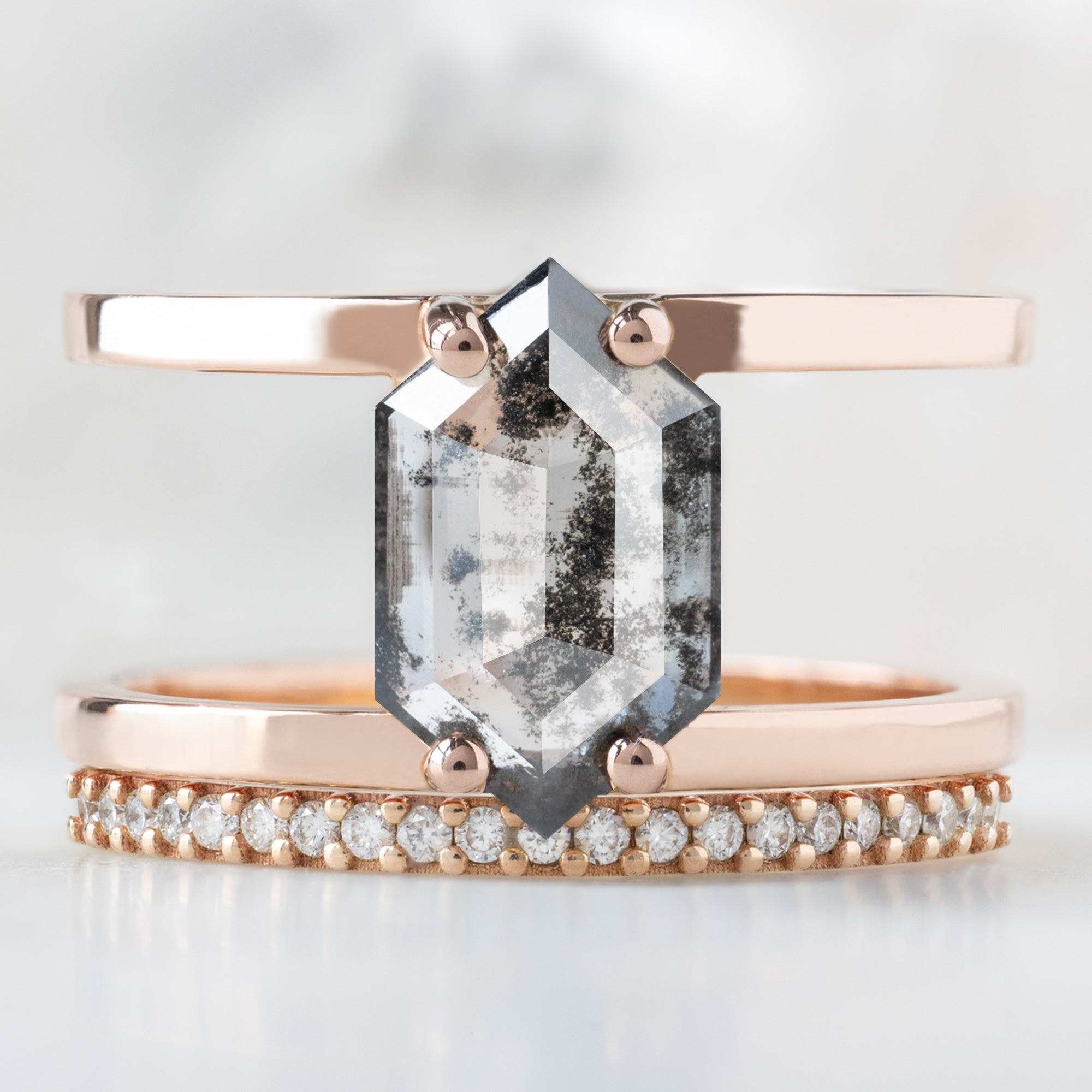 Alexis Russell Wedding Bands The Salt and Pepper Diamond Pavé Wedding Band | Yellow, Rose or White Gold