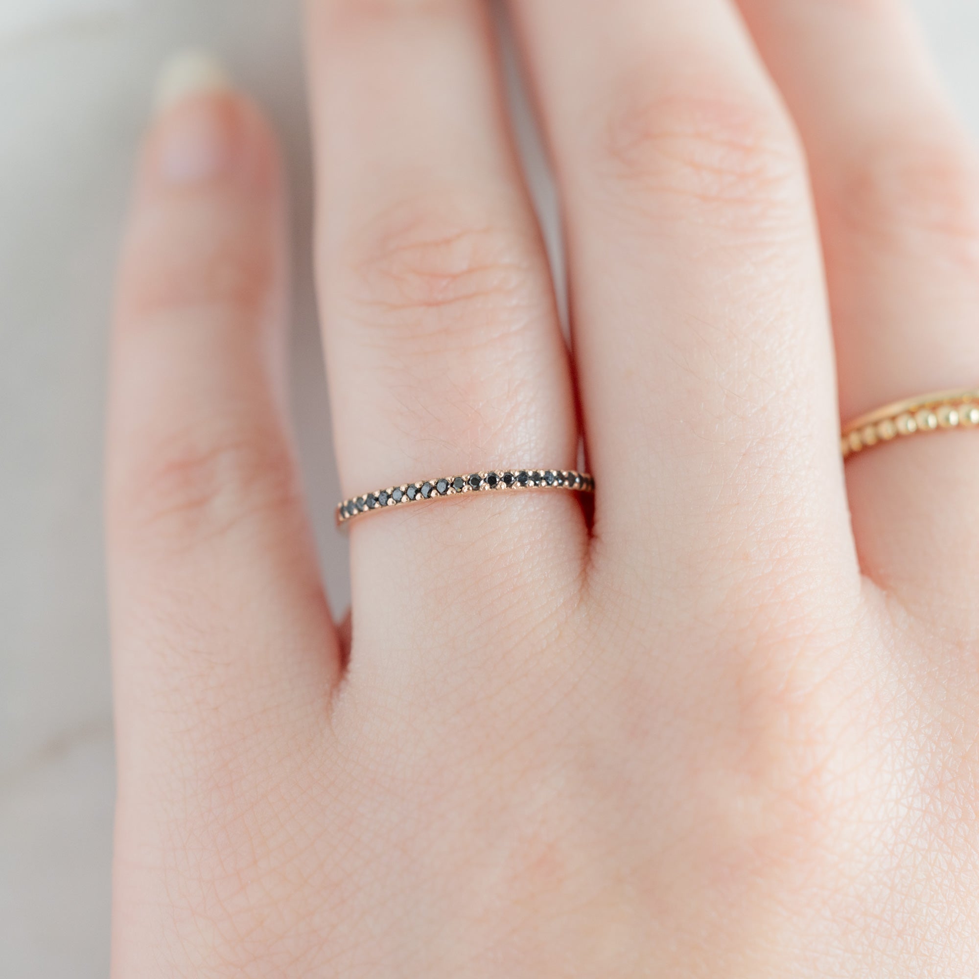 Alexis Russell Wedding Bands The Black Diamond Pavé Wedding Band | Yellow, Rose or White Gold