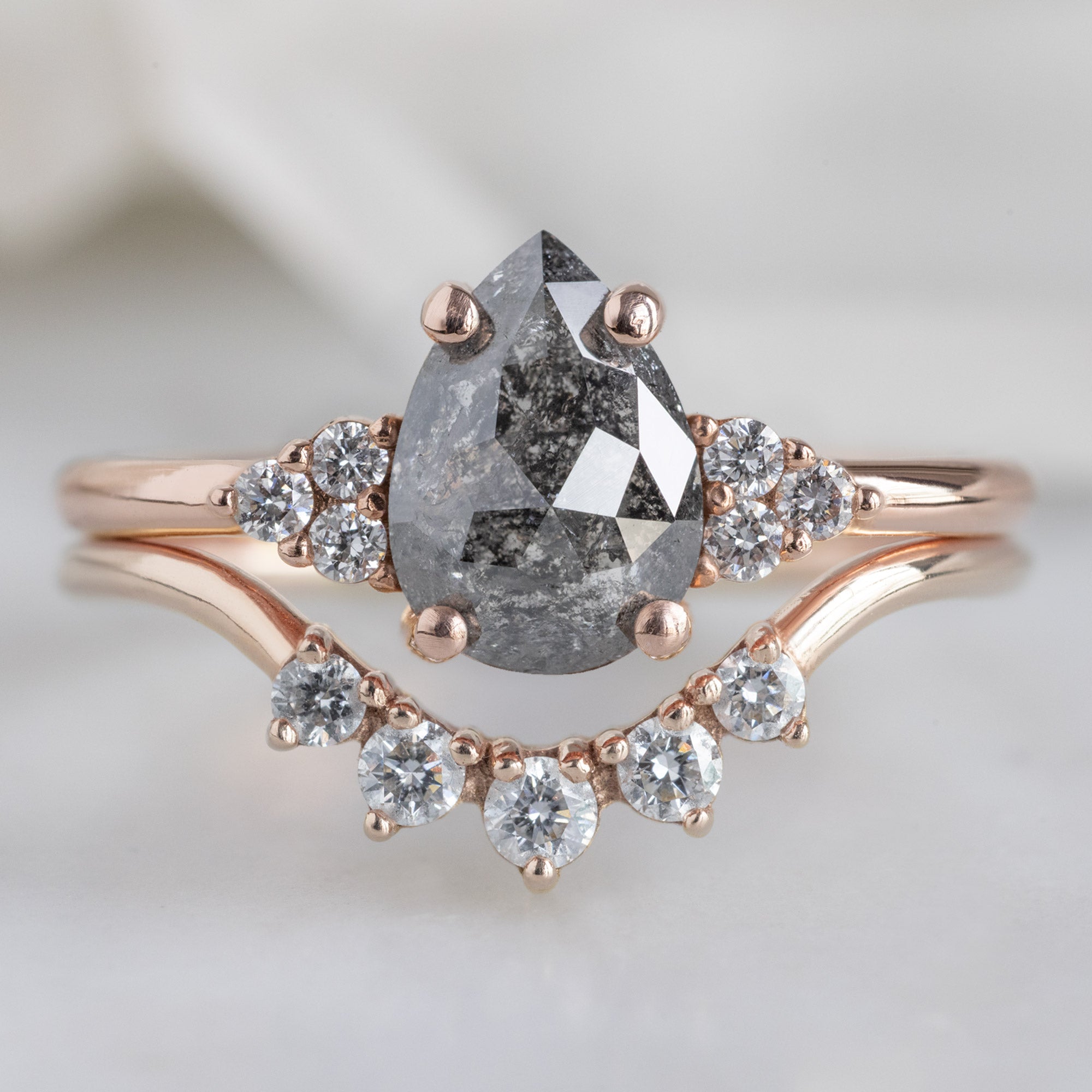 Alexis Russell Wedding Bands Round White Diamond Sunburst Stacking Band | Yellow, Rose or White Gold