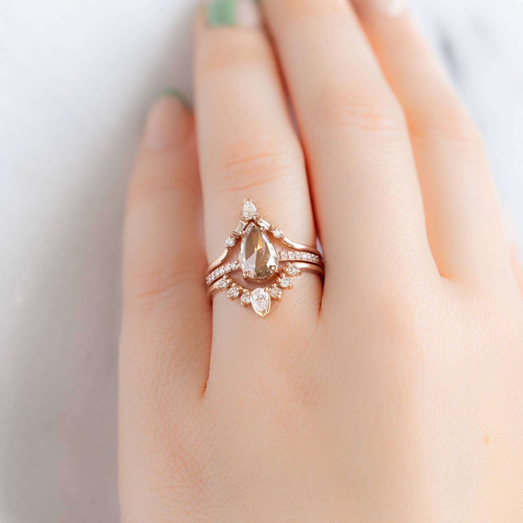 Alexis Russell Wedding Bands White Diamond Sunburst Stacking Band | Yellow, Rose or White Gold