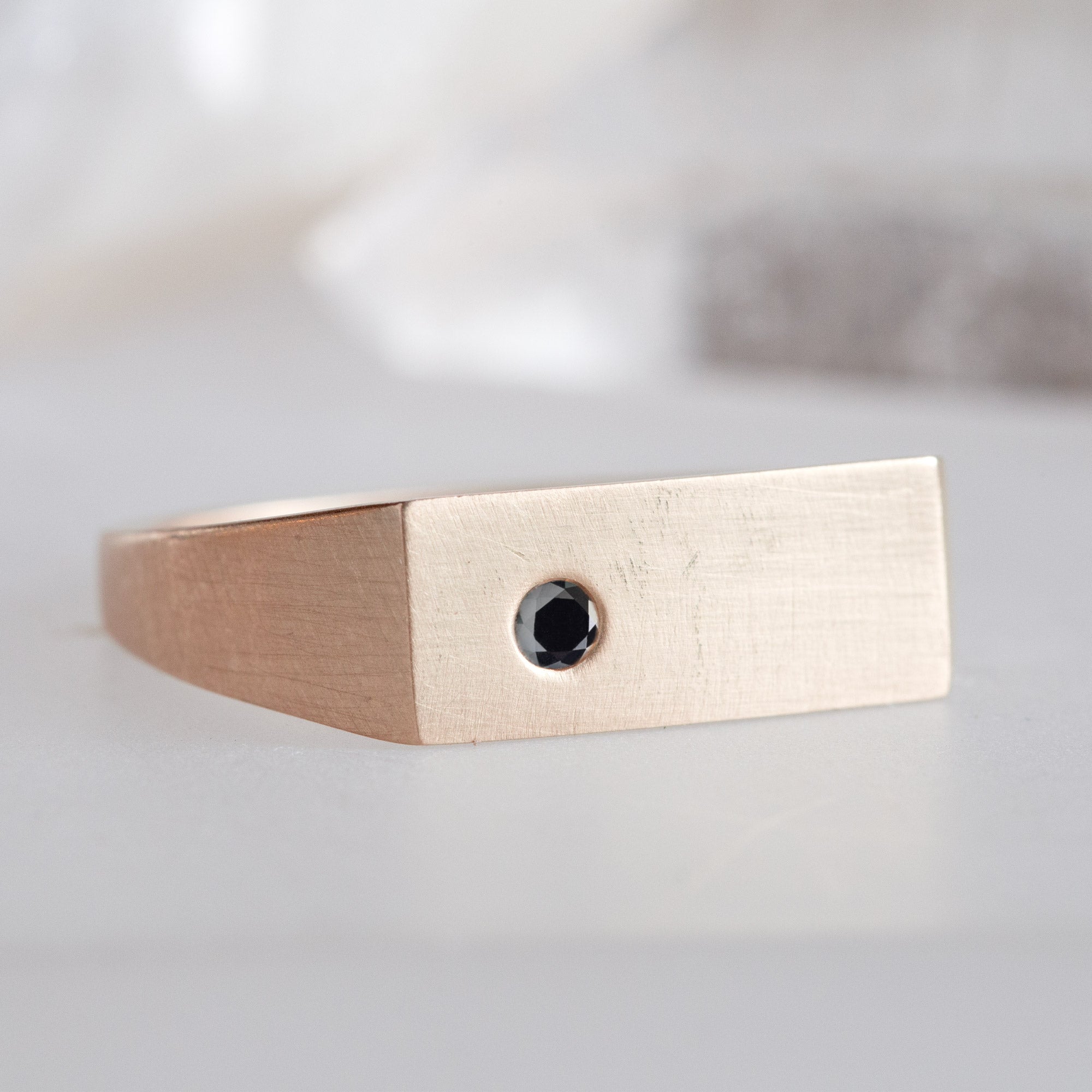 Alexis Russell Wedding Bands The Lune Black Diamond Signet Ring | Yellow, Rose or White Gold
