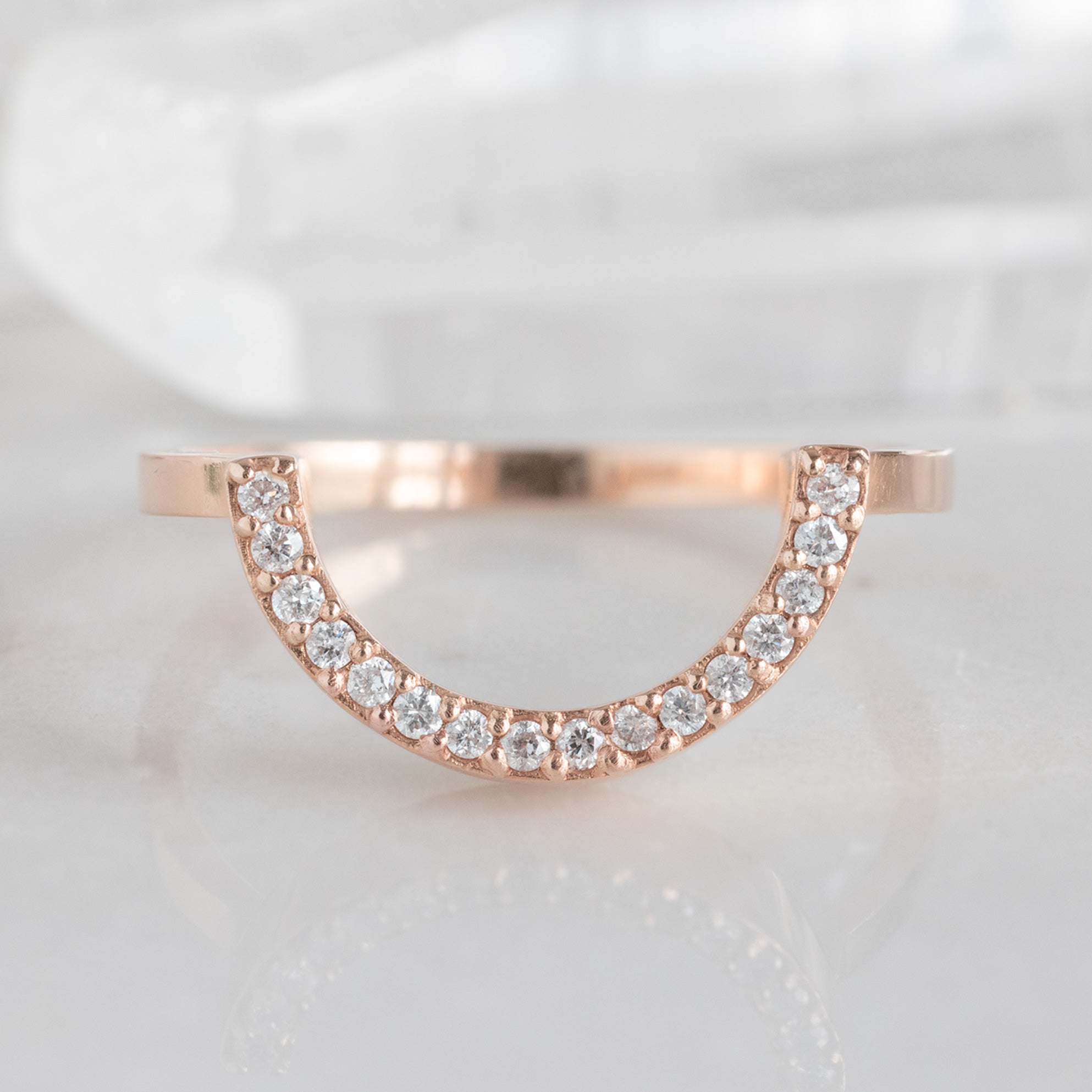 Alexis Russell Wedding Bands White Diamond Pavé Wide Arc Stacking Band | Yellow, Rose or White Gold
