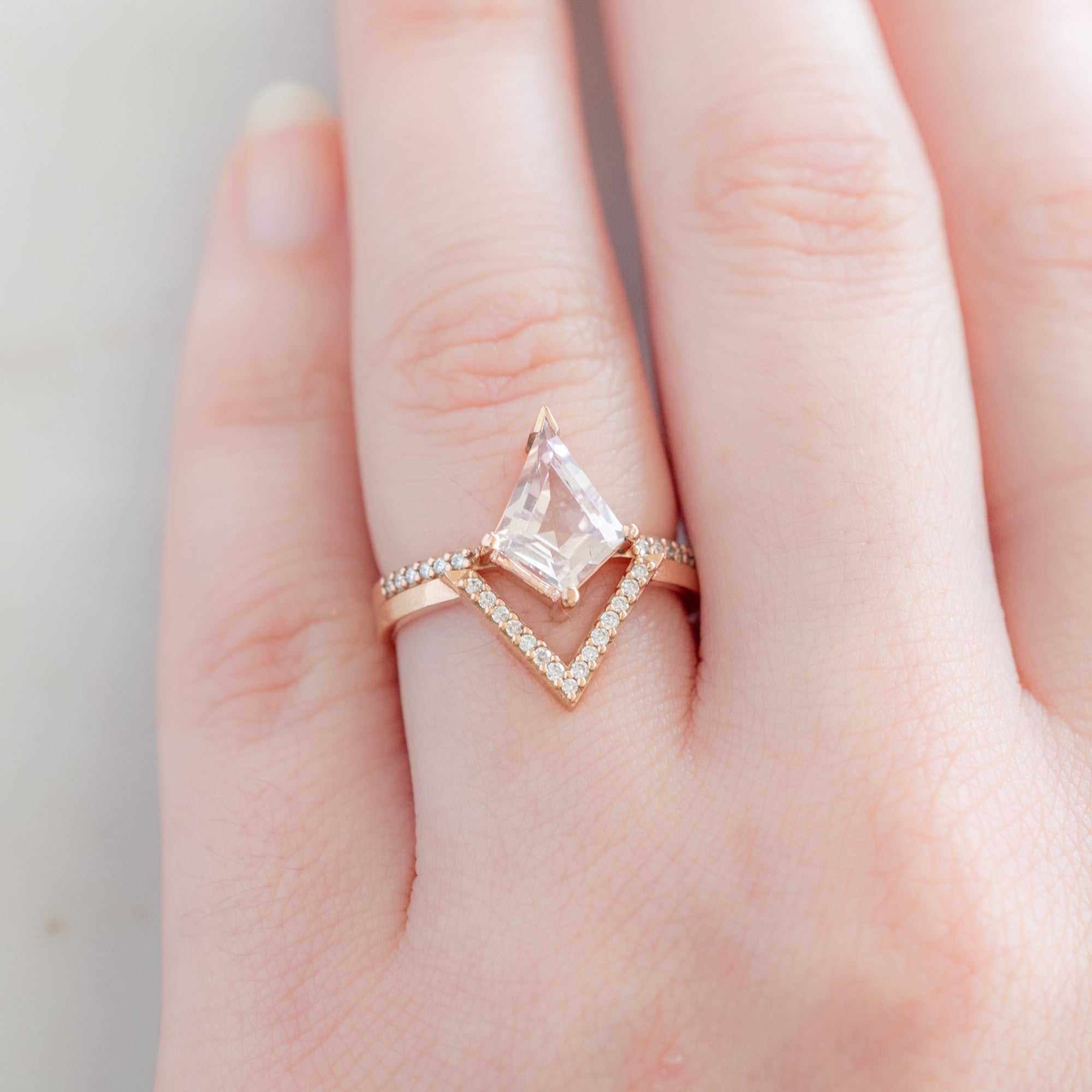 Alexis Russell Wedding Bands White Diamond Pavé Pointed Peak Stacking Band | Yellow, Rose or White Gold