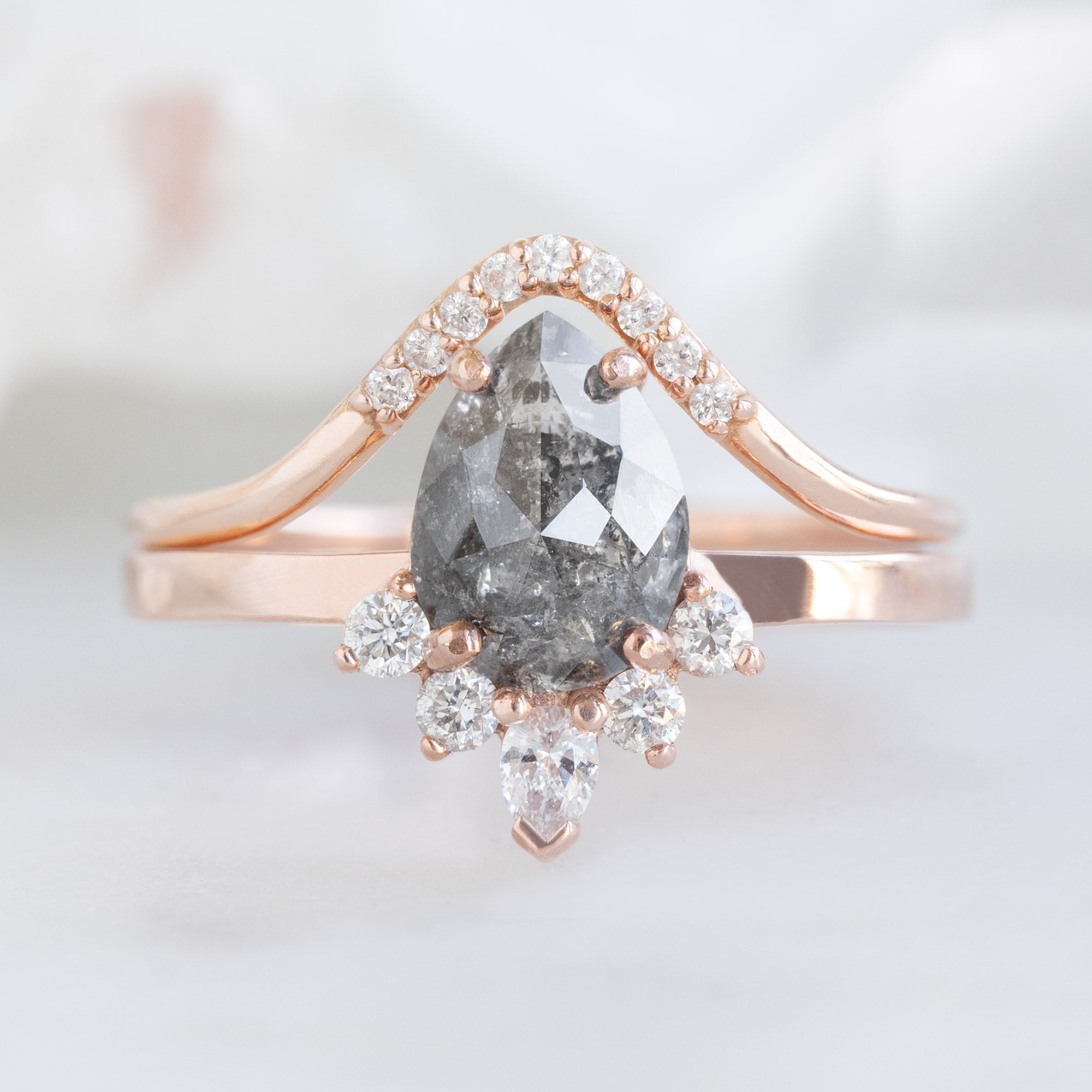 Alexis Russell Wedding Bands White Diamond Pavé Peak Stacking Band | Rose Gold