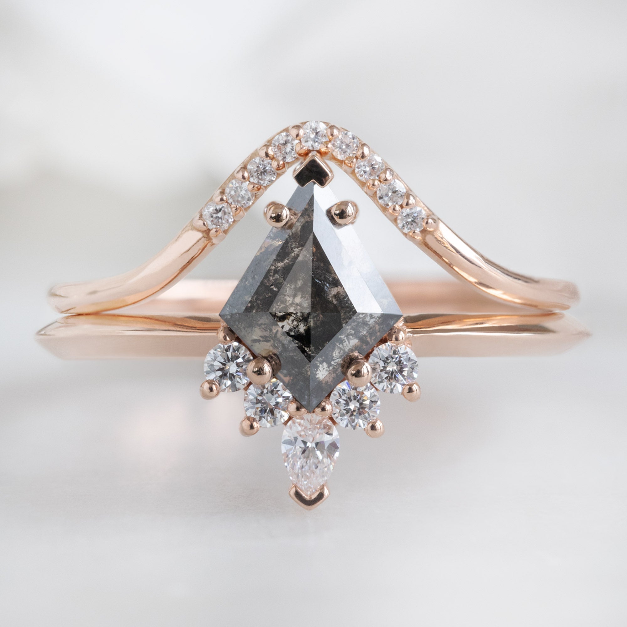 Alexis Russell Wedding Bands Salt and Pepper Diamond Pavé Peak Stacking Band | Yellow, Rose or White Gold