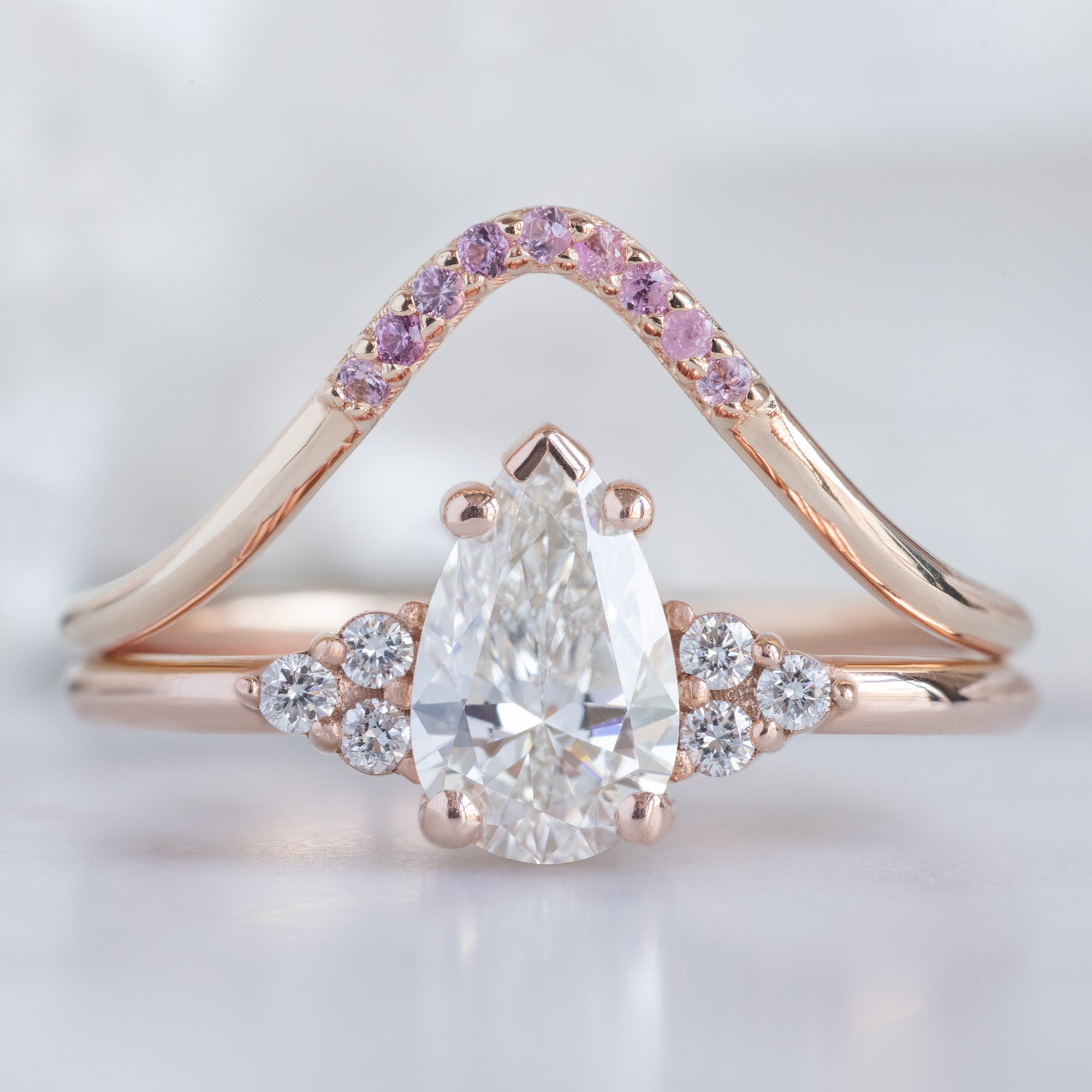 Alexis Russell Wedding Bands Ruby Pavé Peak Stacking Band | Yellow, Rose or White Gold