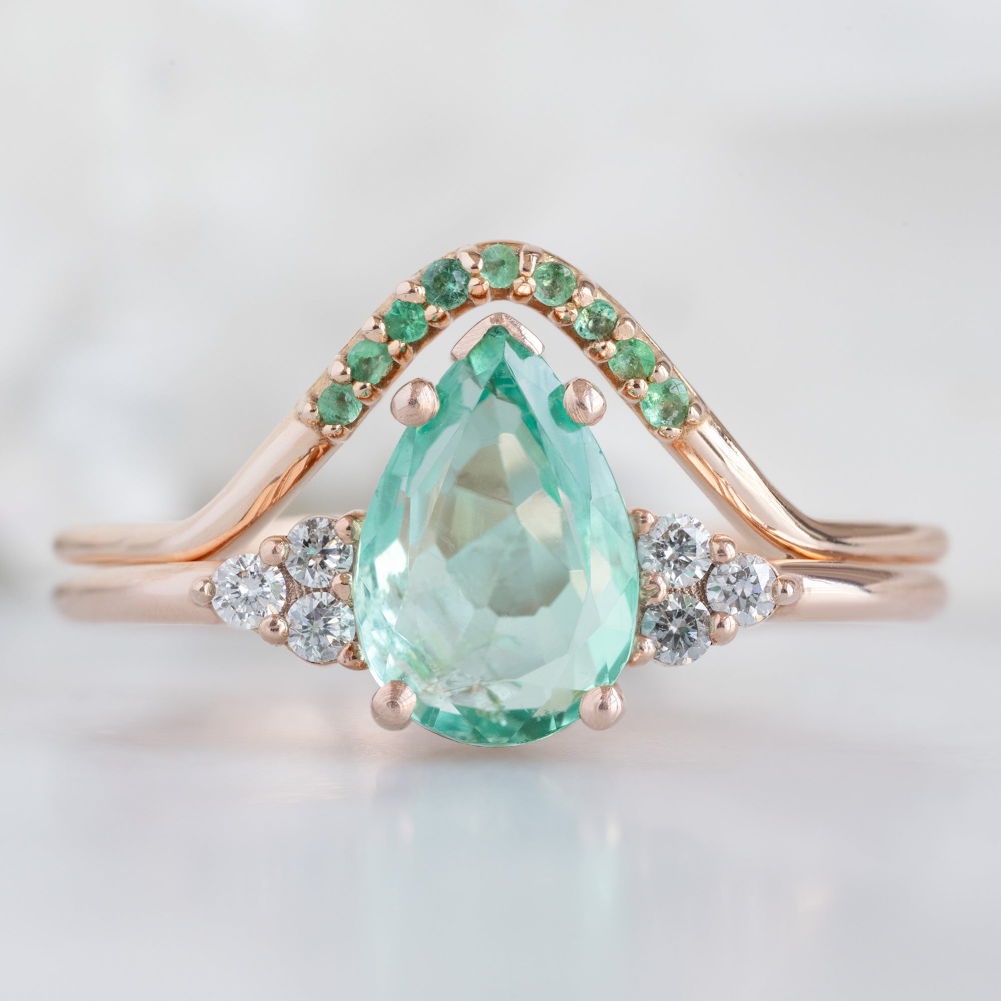 Alexis Russell Wedding Bands Emerald Pavé Peak Stacking Band | Yellow, Rose or White Gold