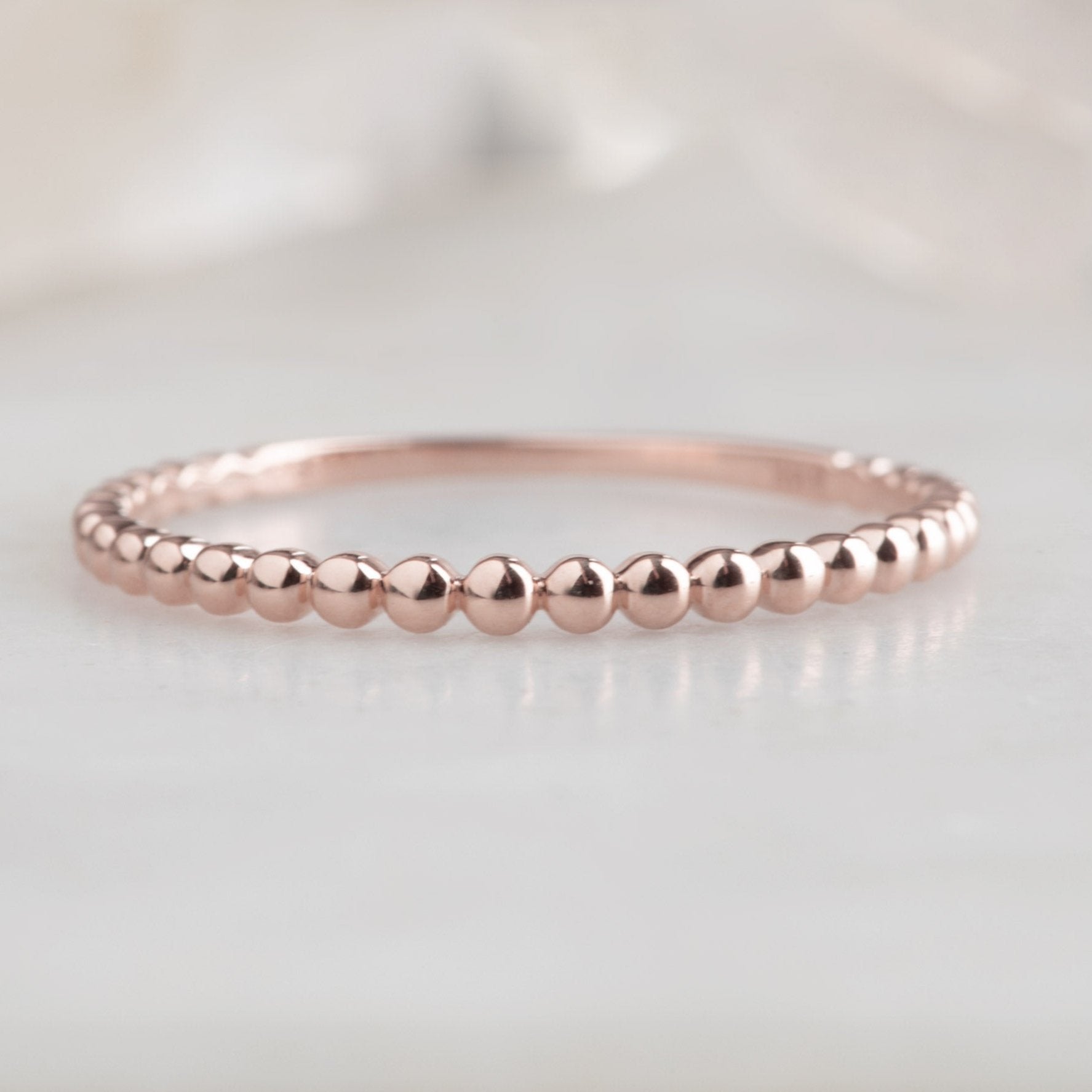 Alexis Russell Wedding Bands The Gold Beaded Stacking Band | Rose Gold