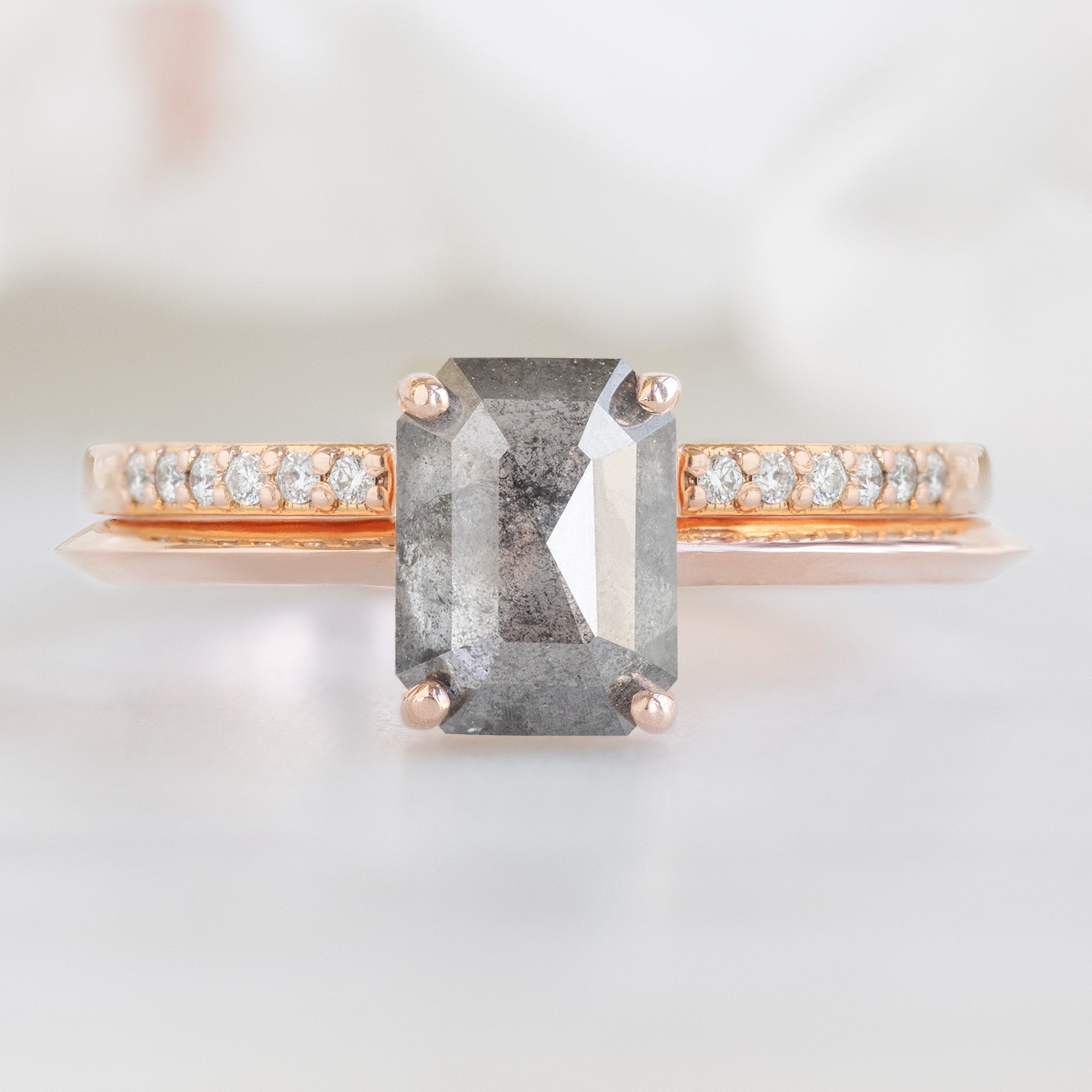 Alexis Russell Wedding Bands Open Cuff White Diamond Pavé Stacking Band | Rose Gold