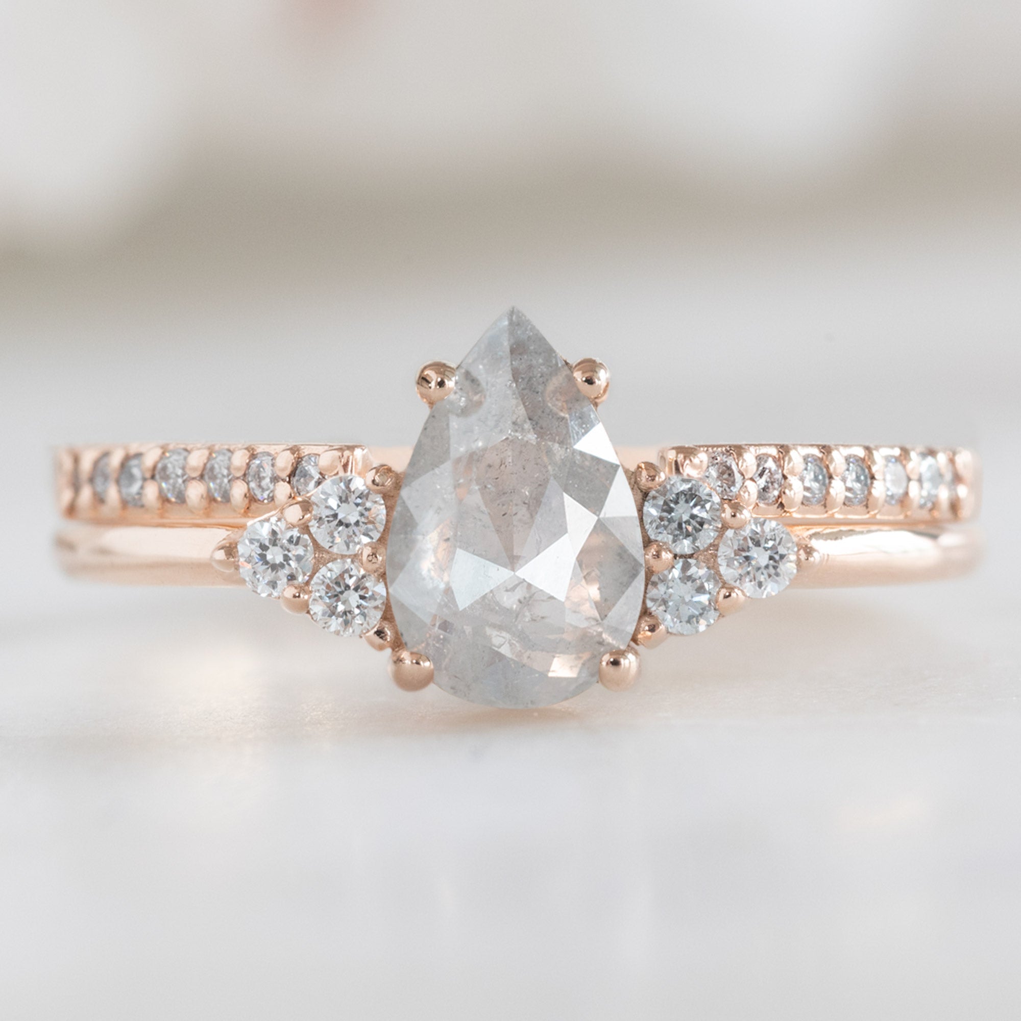 Alexis Russell Wedding Bands Open Cuff Salt and Pepper Diamond Pavé Stacking Band | Rose Gold