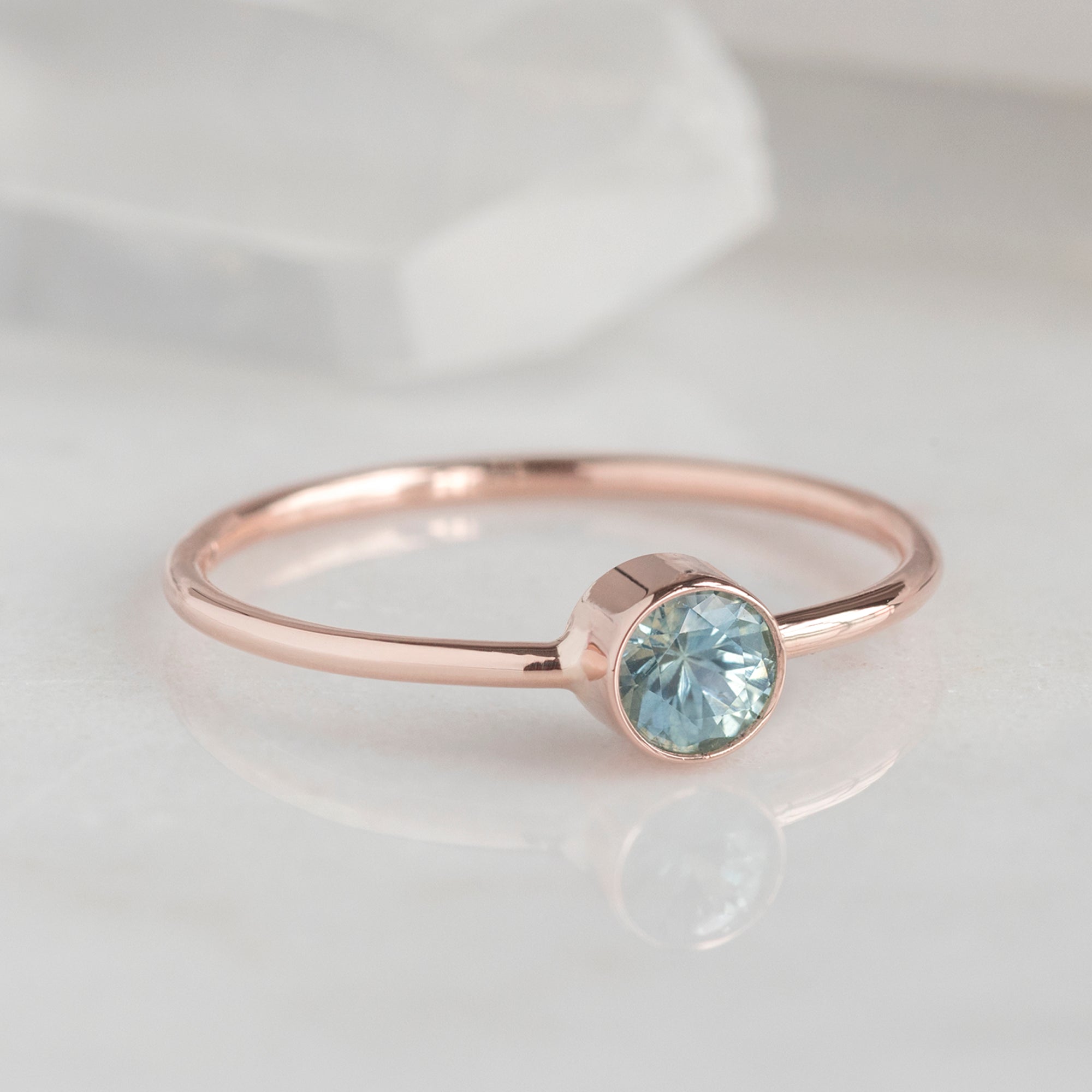 Alexis Russell Wedding Bands Montana Sapphire Stacking Ring | Rose Gold