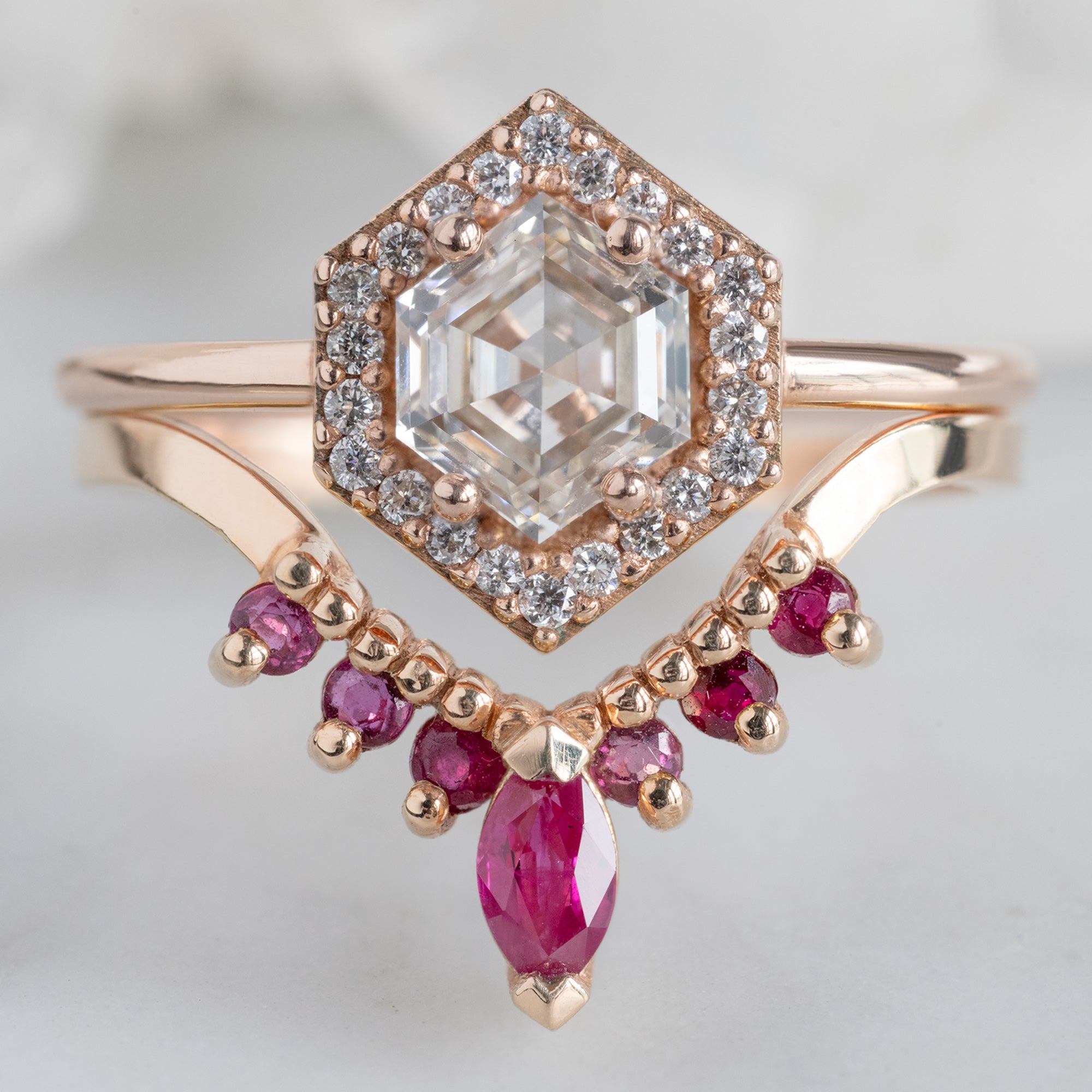 Alexis Russell Wedding Bands Ruby Marquise Sunburst Stacking Band | Yellow, Rose or White Gold