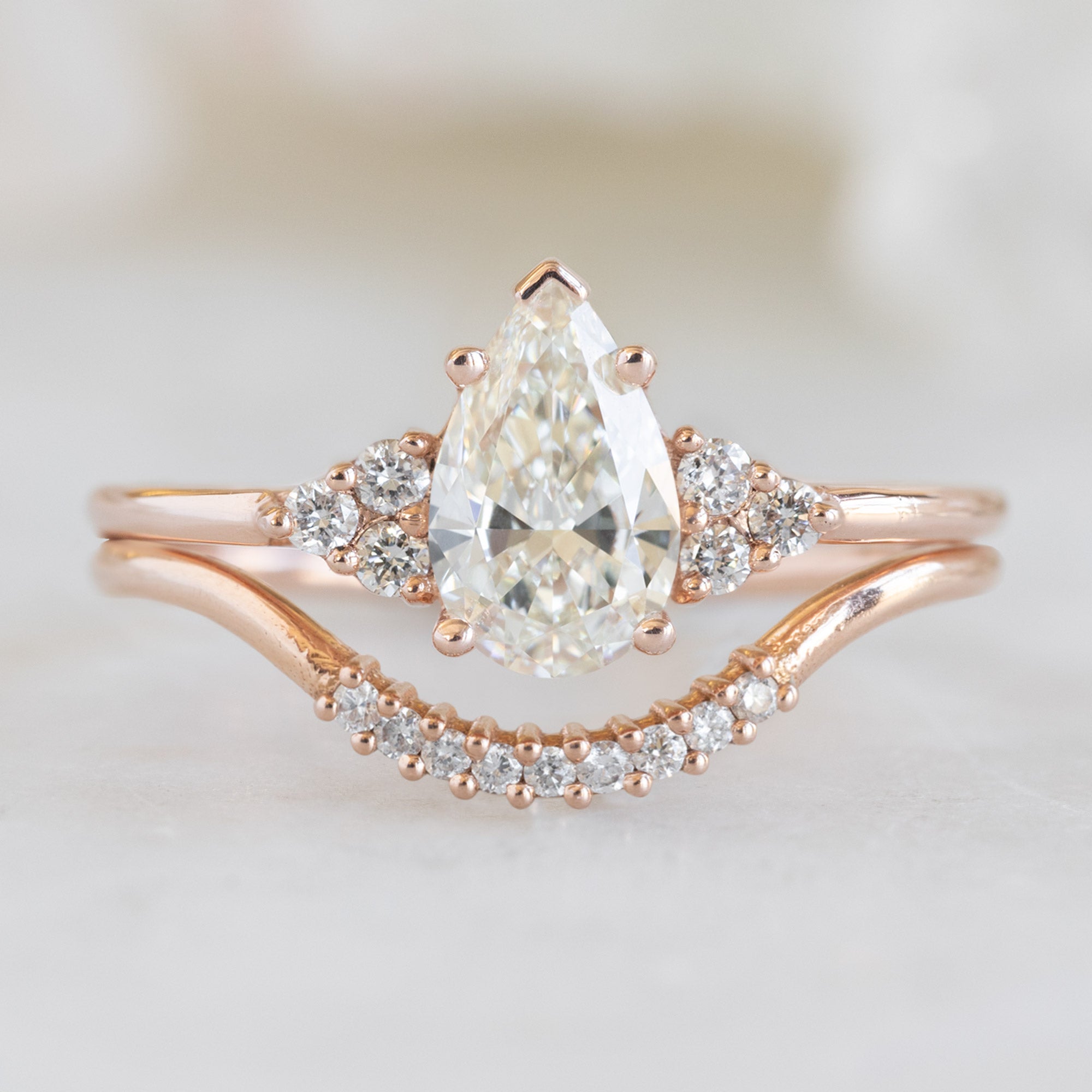 Alexis Russell Wedding Bands White Diamond Pavé Arc Stacking Band | Rose Gold